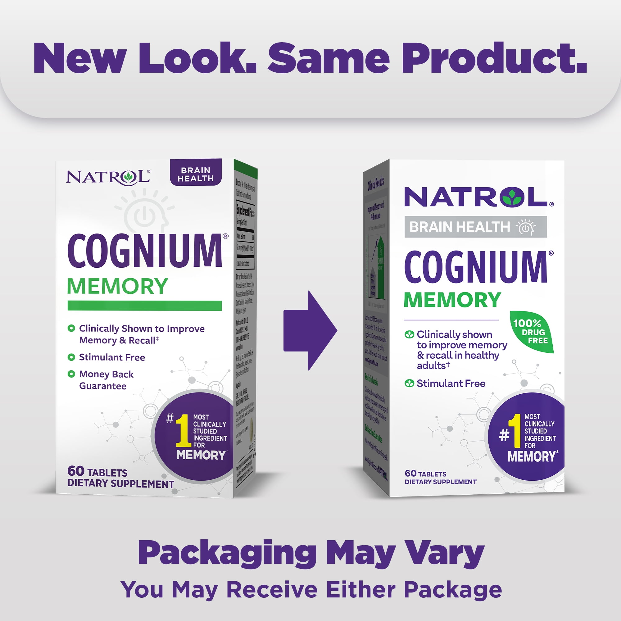 Natrol Cognium Memory Tablets Dietary Supplement for Brain Health Support 100mg 60 Count