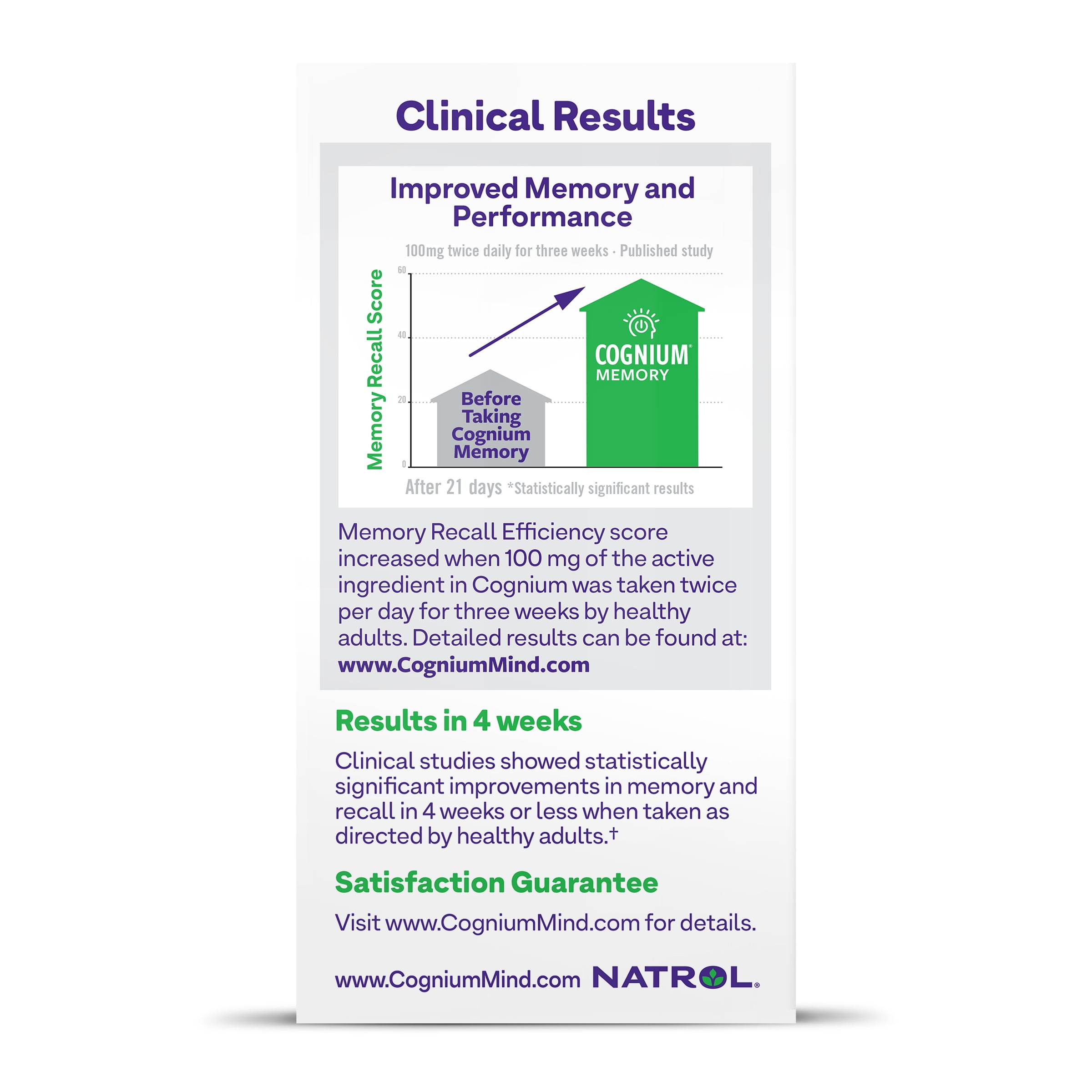 Natrol Cognium Memory Tablets Dietary Supplement for Brain Health Support 100mg 60 Count