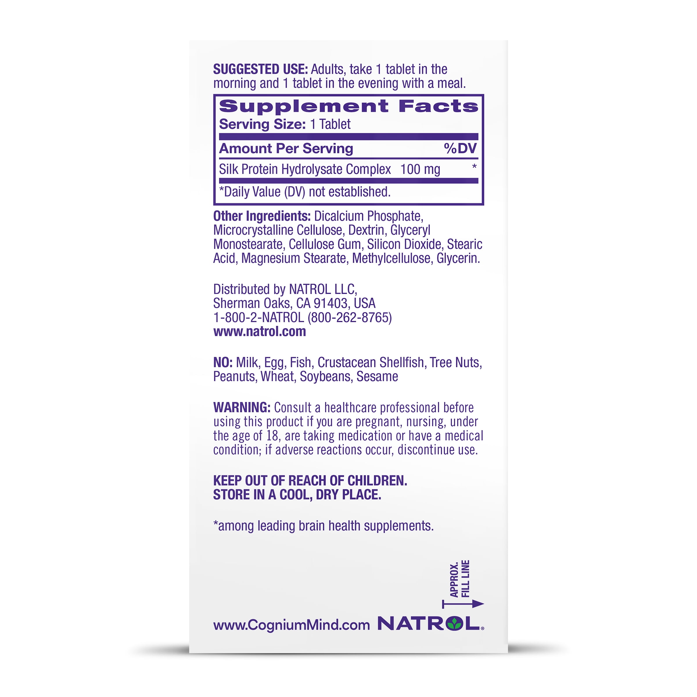 Natrol Cognium Memory Tablets Dietary Supplement for Brain Health Support 100mg 60 Count
