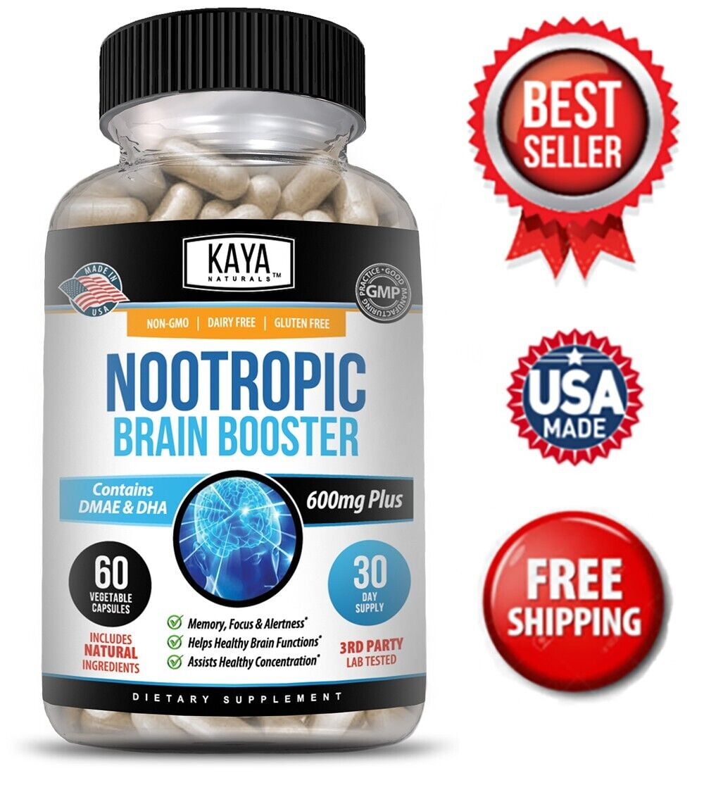 Kaya Naturals Nootropic Brain Booster 60ct Healthy Memory Support Supplement