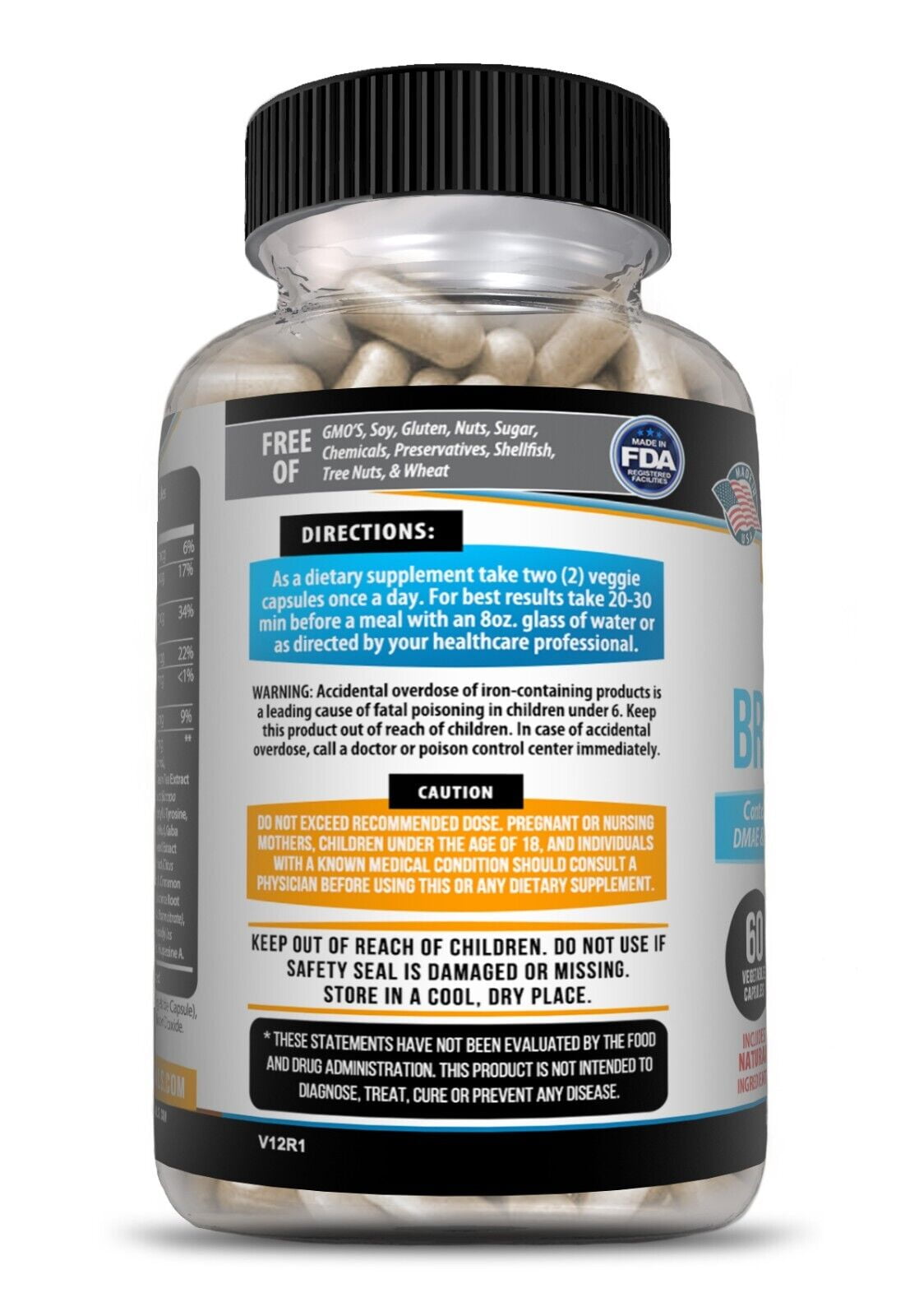 Kaya Naturals Nootropic Brain Booster 60ct Healthy Memory Support Supplement