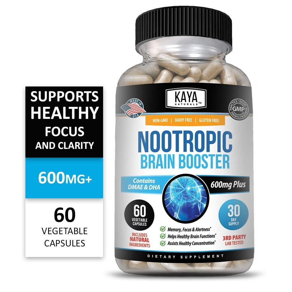 Kaya Naturals Nootropic Brain Booster 60ct Healthy Memory Support Supplement
