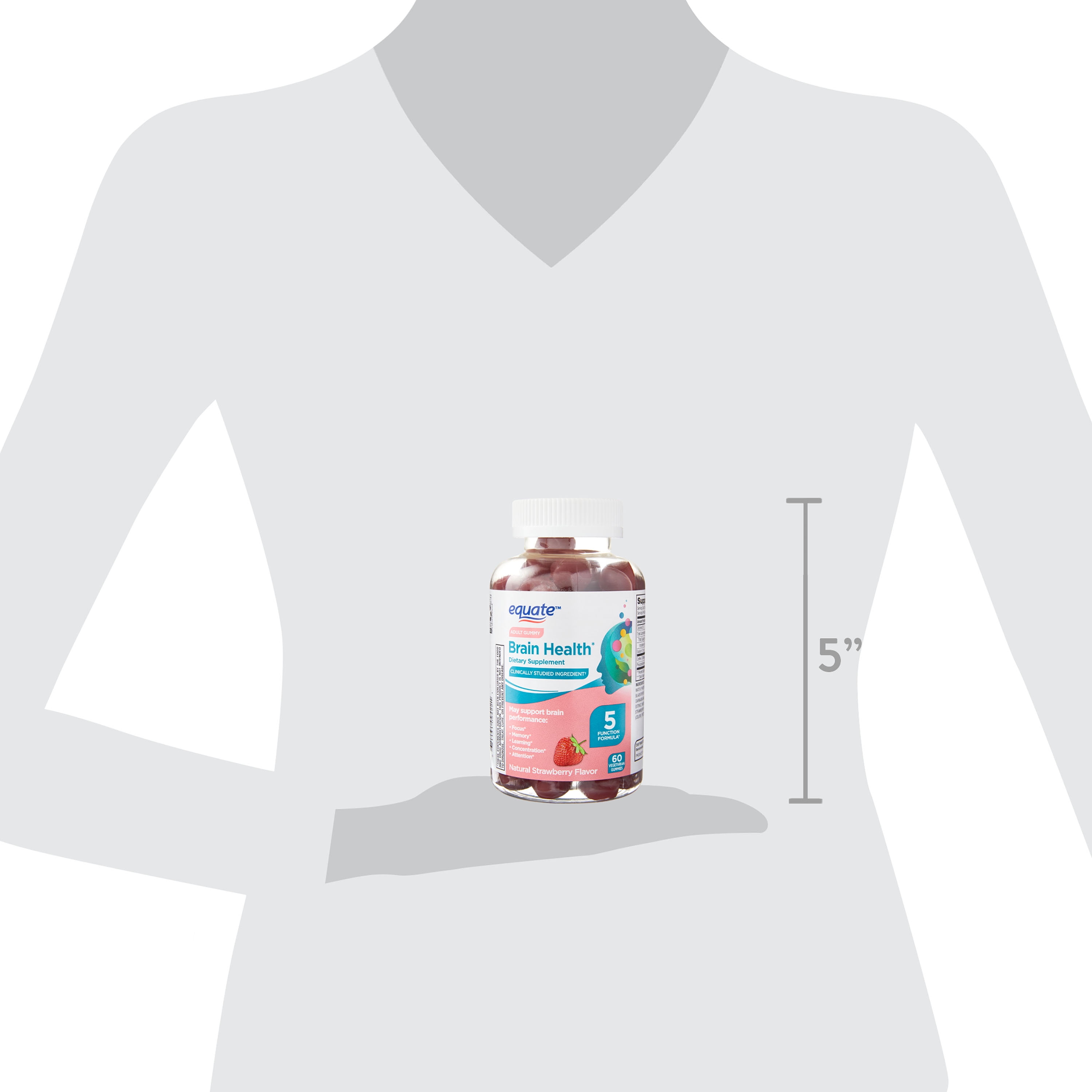 Equate Brain Health 5 Function Formula Gummies Dietary Supplement 60 Count