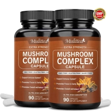 Mulittea Mushroom Supplement Mushroom Complex Capsule 2760mg Support Immune System Brain Focus Memory 2 Pack