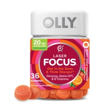 OLLY Laser Focus Gummy Ginseng Alpha GPC B Vitamin Cognitive Supplement Berry Tangerine 36 Ct