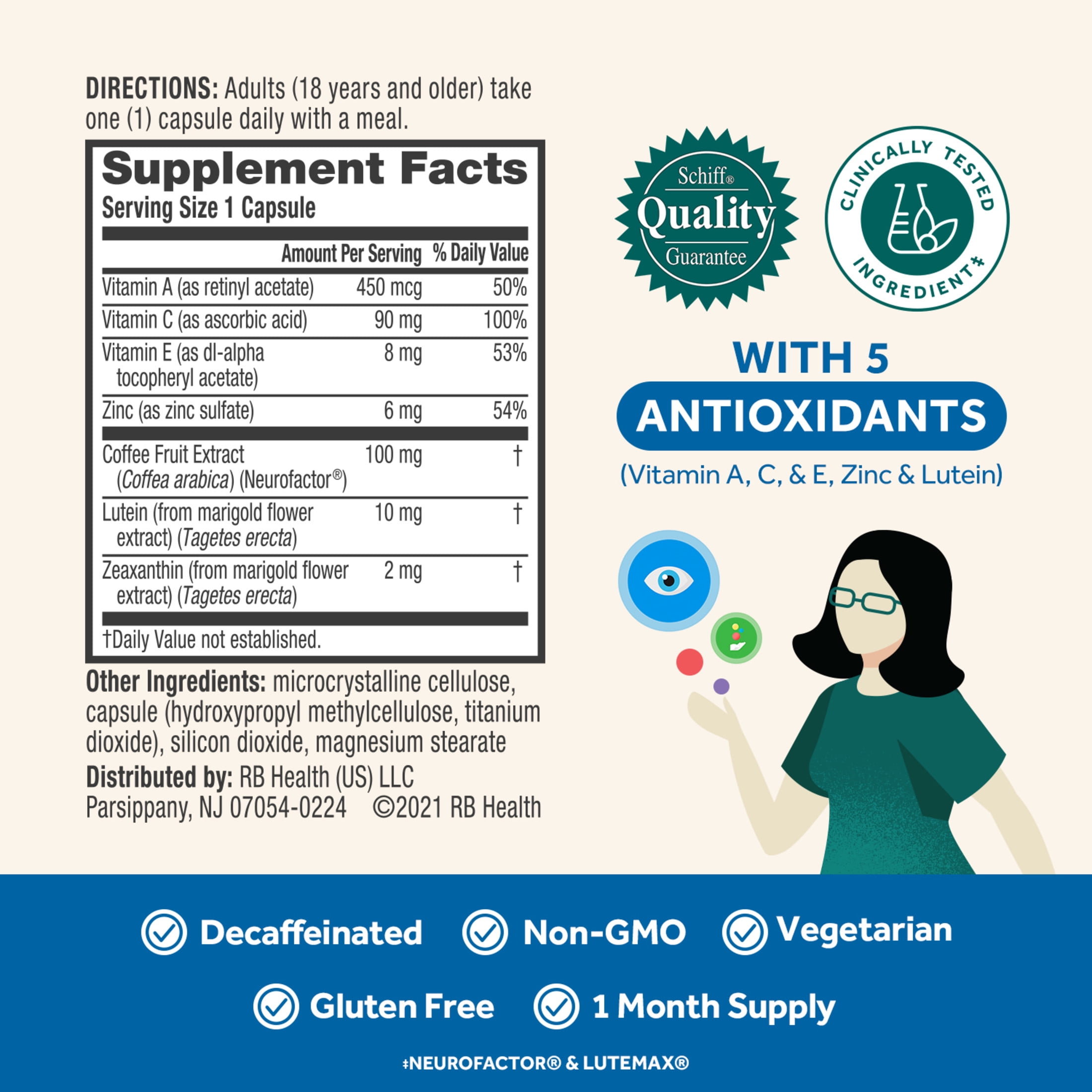 Neuriva Brain Eye Health Supplement Support for Brain Health & Eye 30ct Capsules