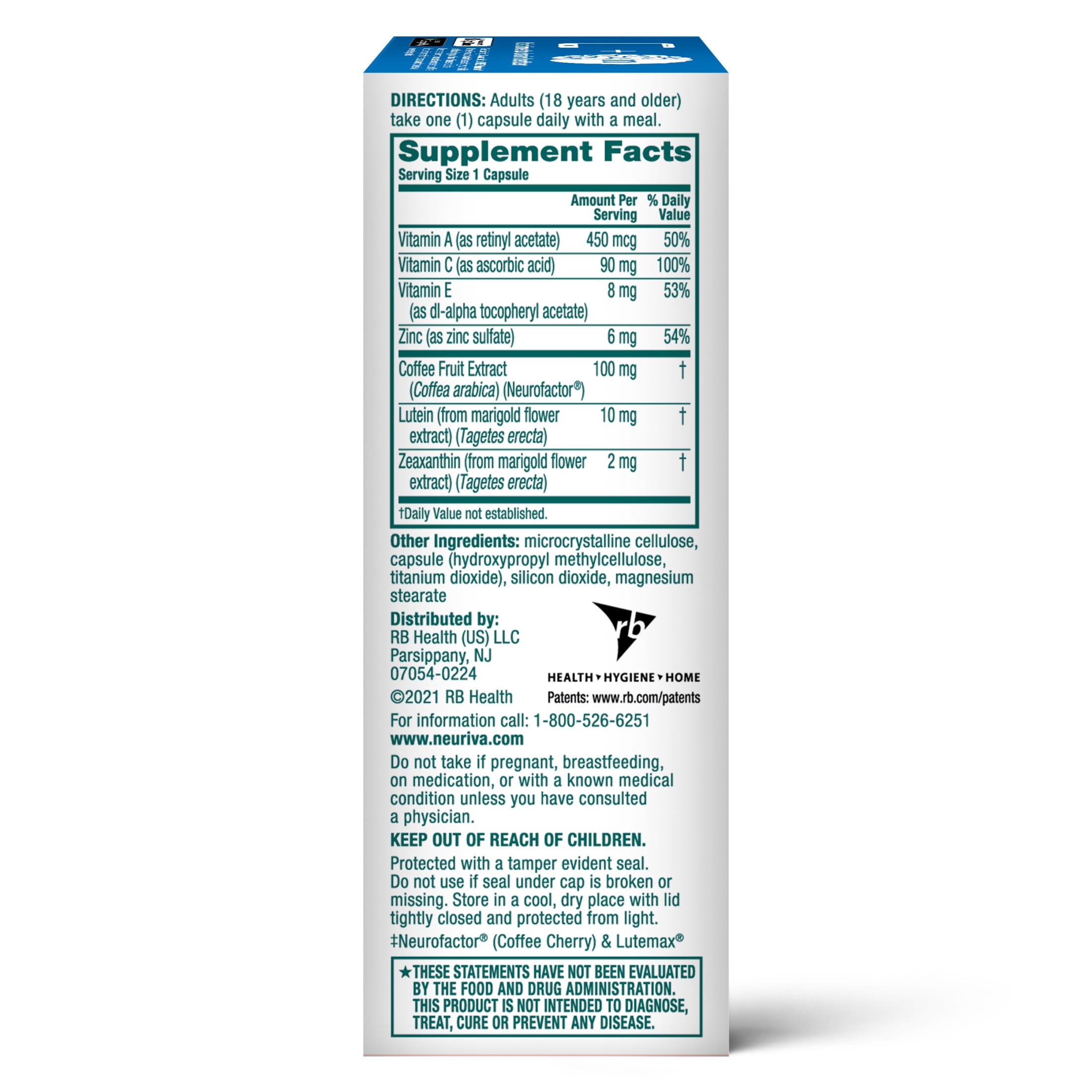 Neuriva Brain Eye Health Supplement Support for Brain Health & Eye 30ct Capsules