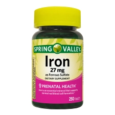 Spring Valley Iron Prenatal Health Dietary Supplement Tablets 27mg 250 Count for Healthy Pregnancy and Wellness
