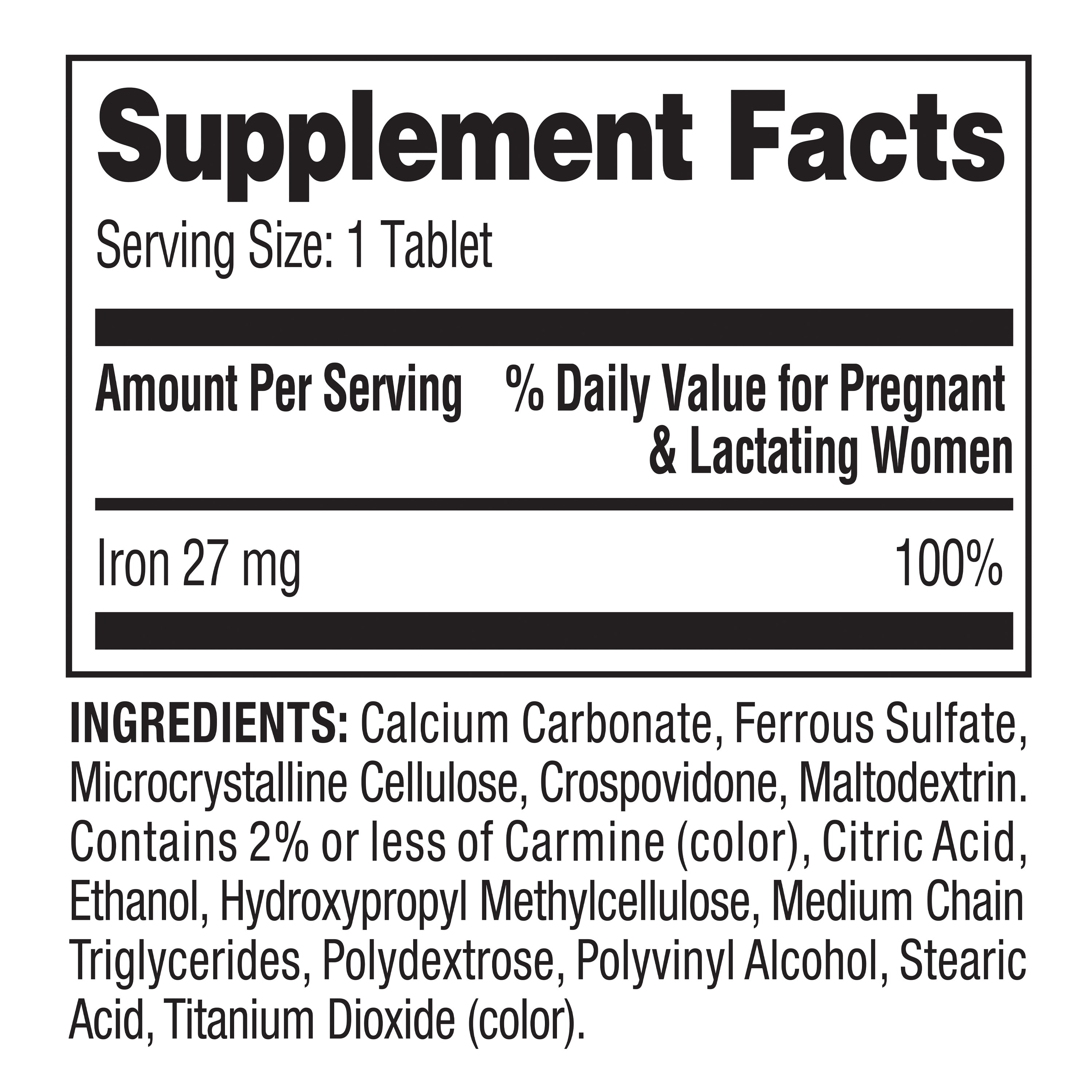 Spring Valley Iron Prenatal Health Dietary Supplement Tablets 27mg 250 Count for Healthy Pregnancy and Wellness