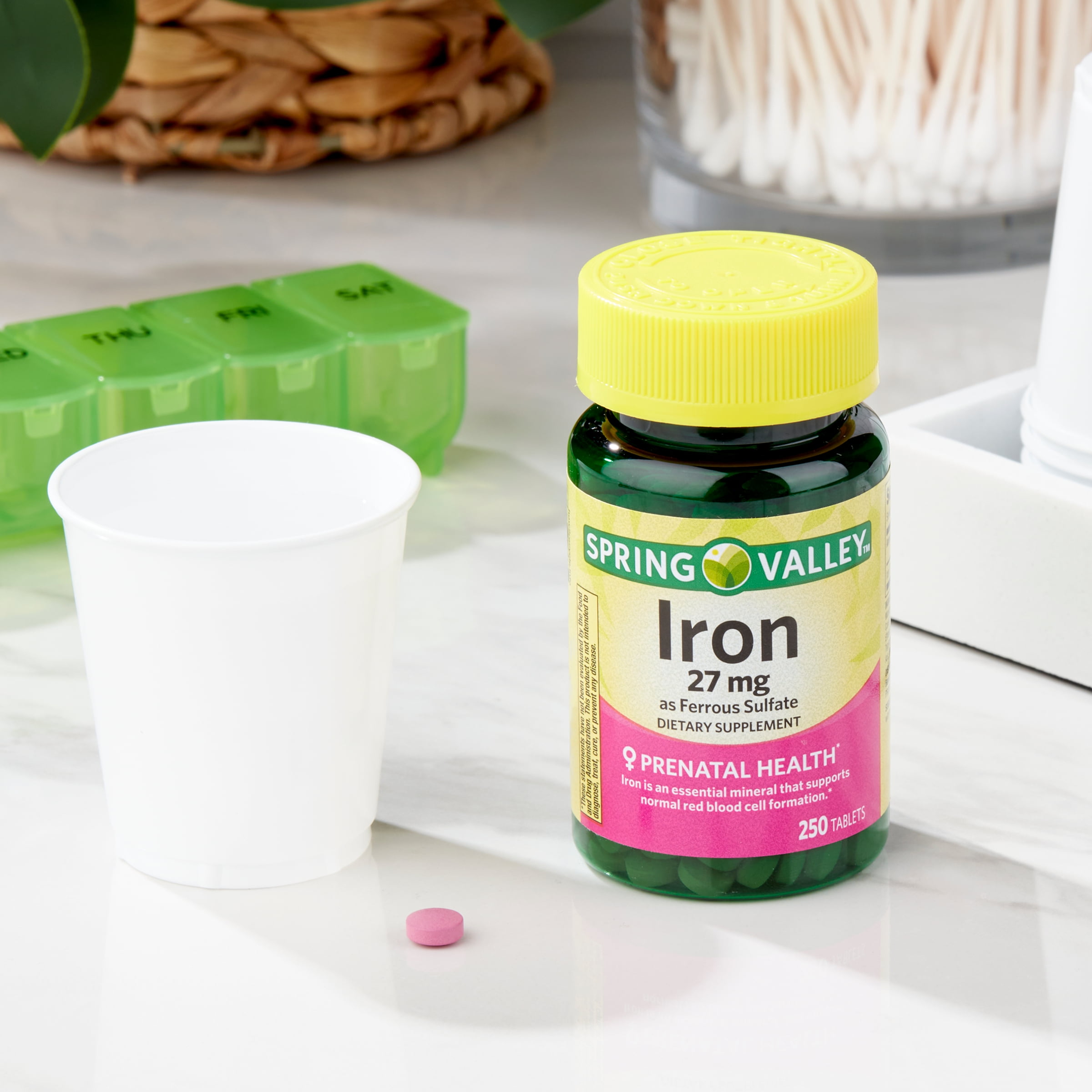 Spring Valley Iron Prenatal Health Dietary Supplement Tablets 27mg 250 Count for Healthy Pregnancy and Wellness