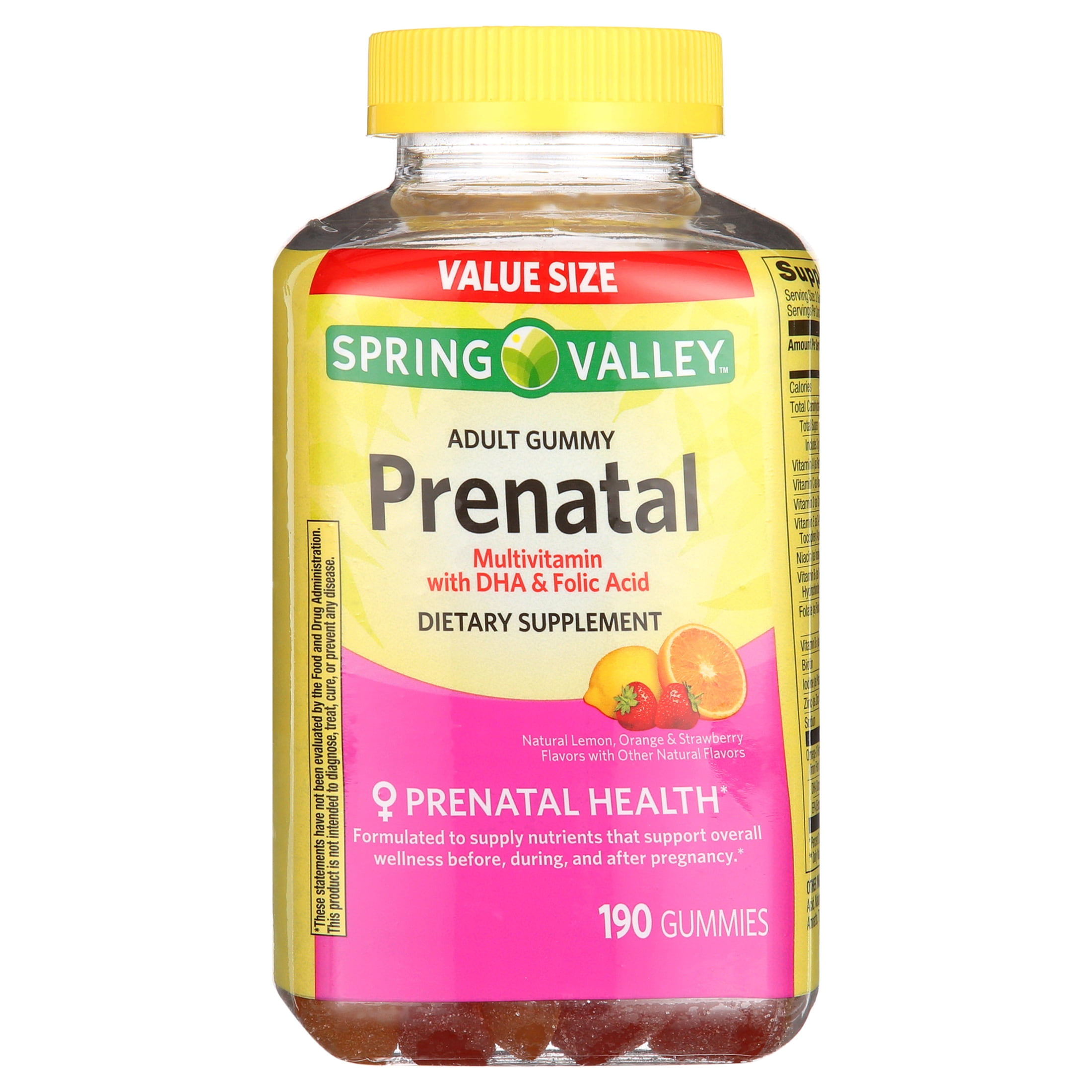 Spring Valley Prenatal Multivitamin Gummies DHA Folic Acid 190 Count for Mother and Baby