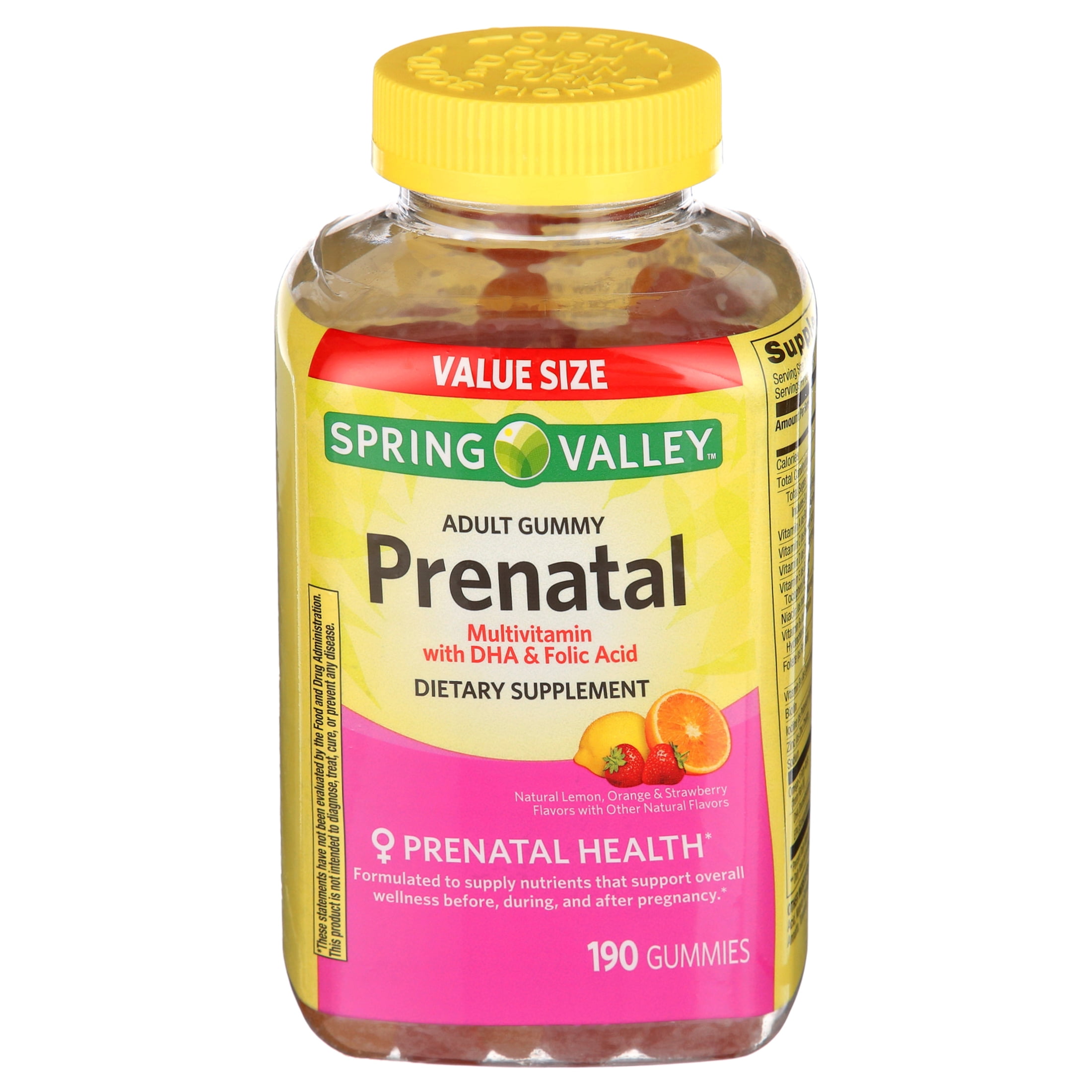 Spring Valley Prenatal Multivitamin Gummies DHA Folic Acid 190 Count for Mother and Baby