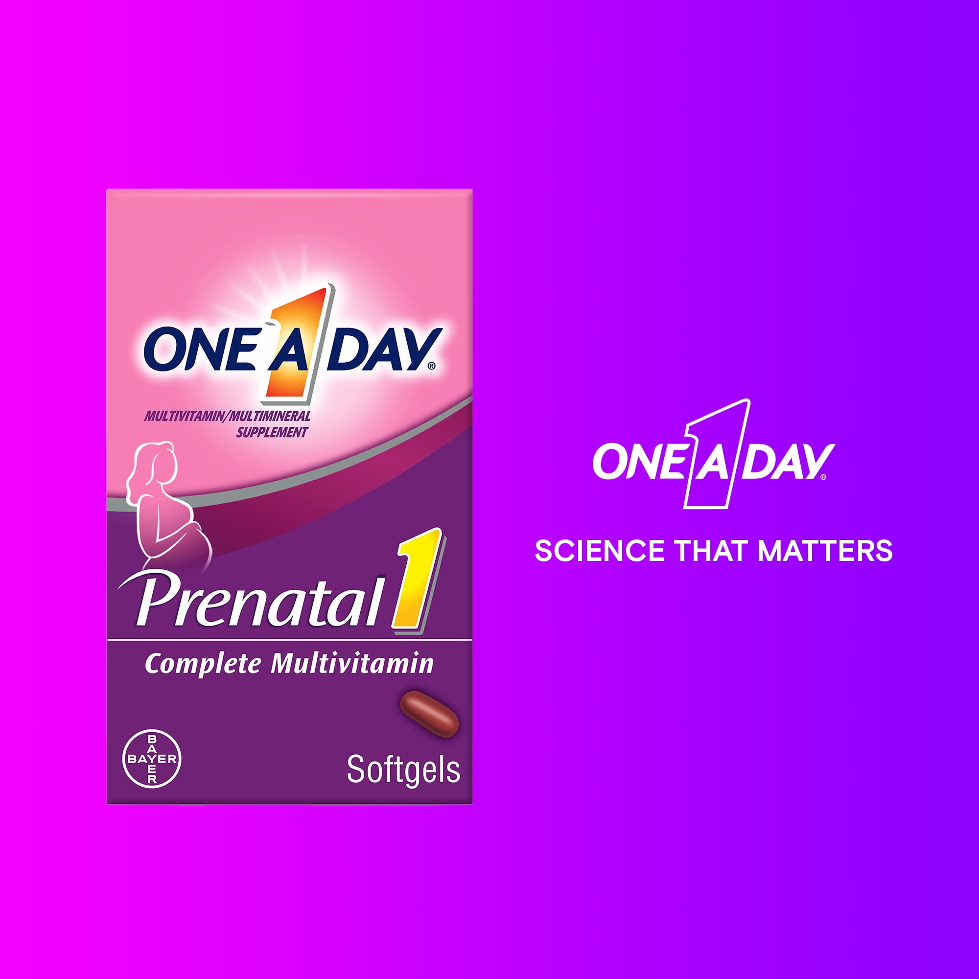 One A Day Prenatal Multivitamin for Women with Folic Acid DHA and Iron 60 Count