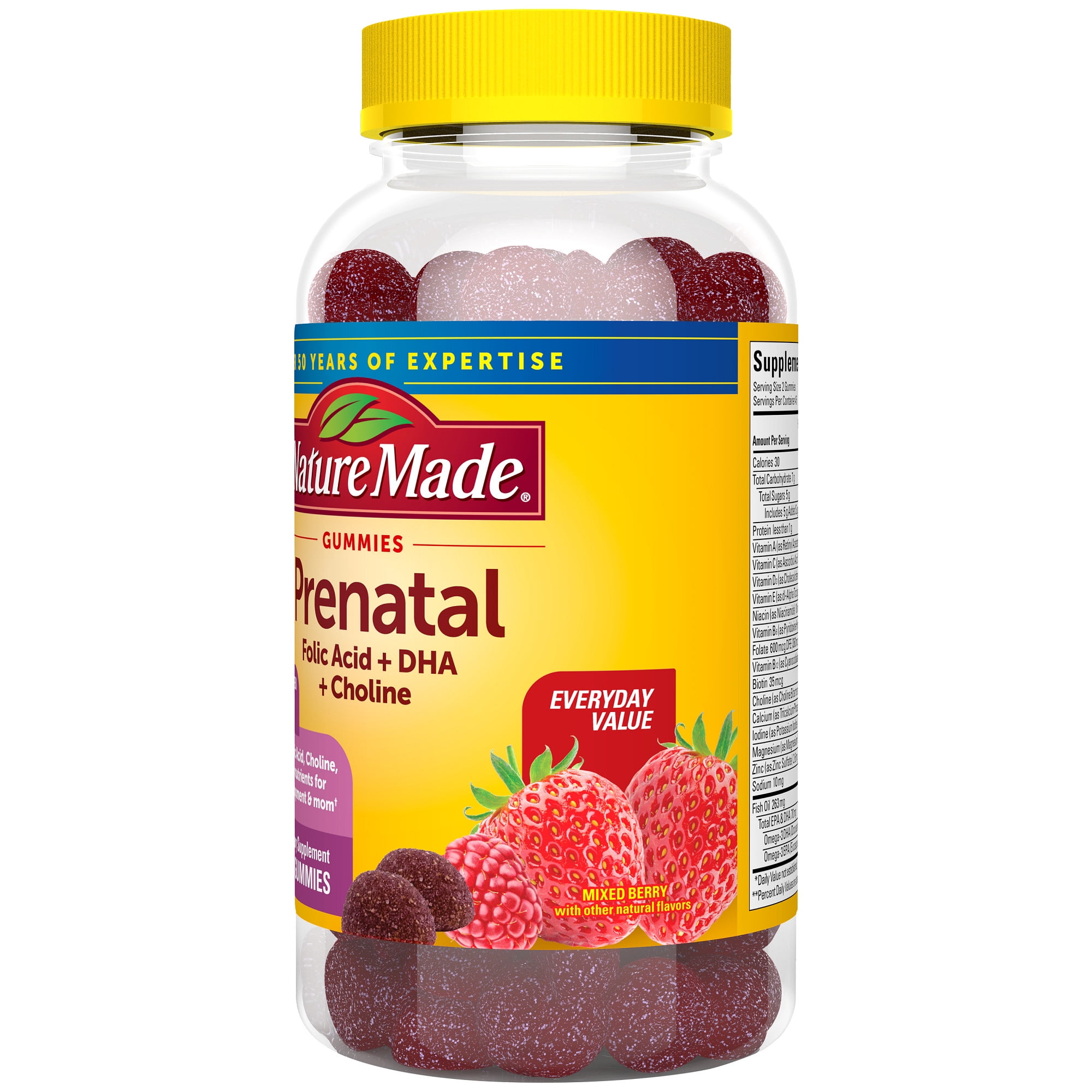 Nature Made Prenatal Gummies with DHA Folic Acid Dietary Supplement 90 Count