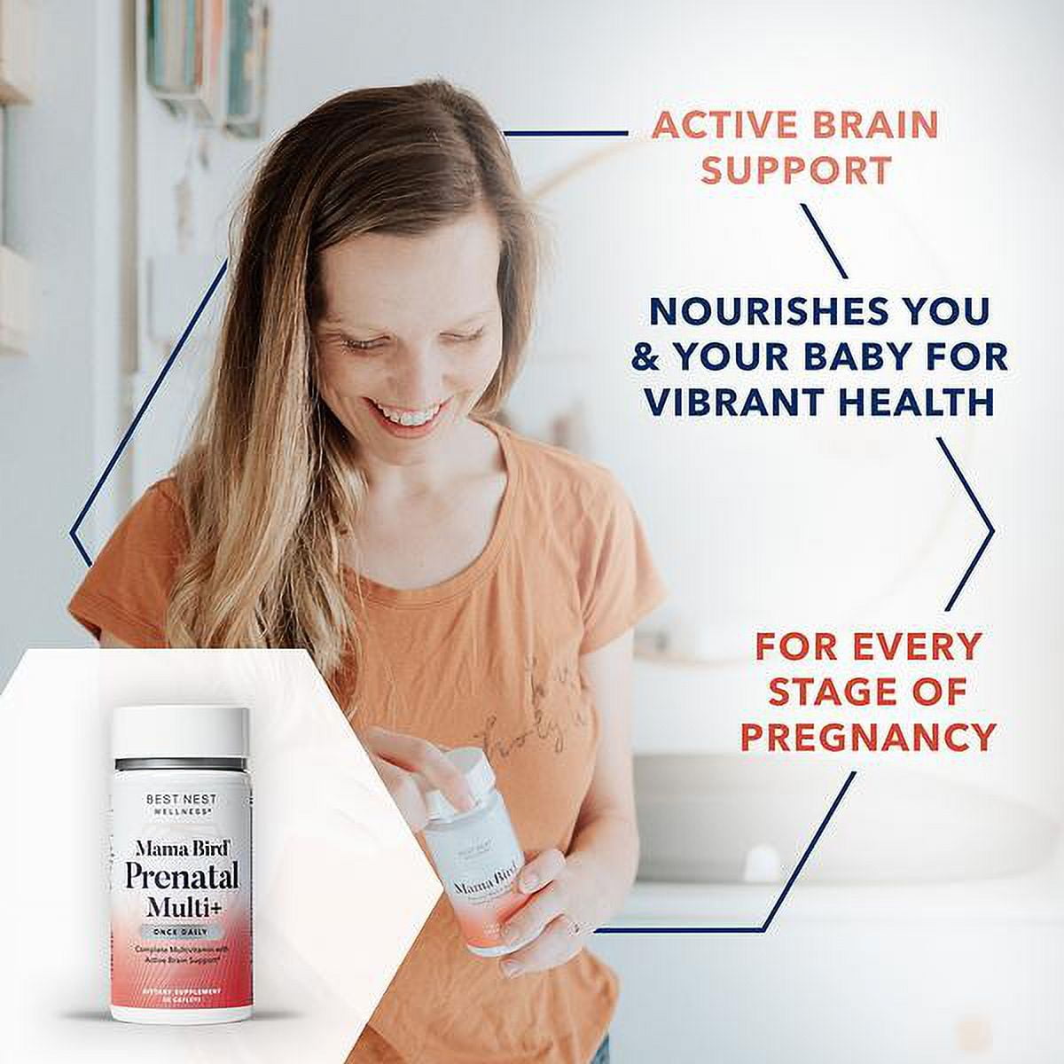 Best Nest Wellness Mama Bird Prenatal Vitamins Methylfolate B12 Organic Vegan 30 Count