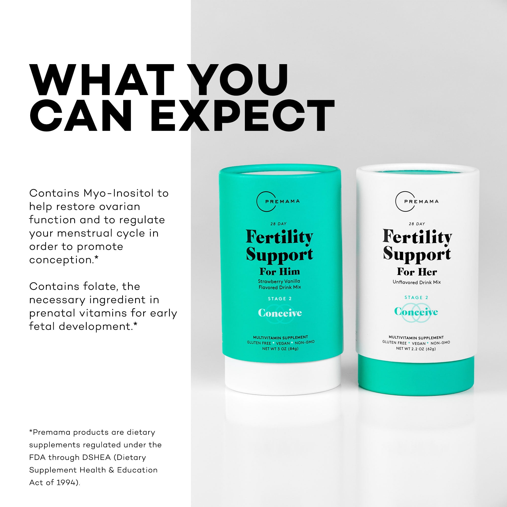 Premama Fertility Her Drink Mix 2.2 oz Award-Winning Supplement Supports Healthy Egg Production Ovulation Prenatal Health