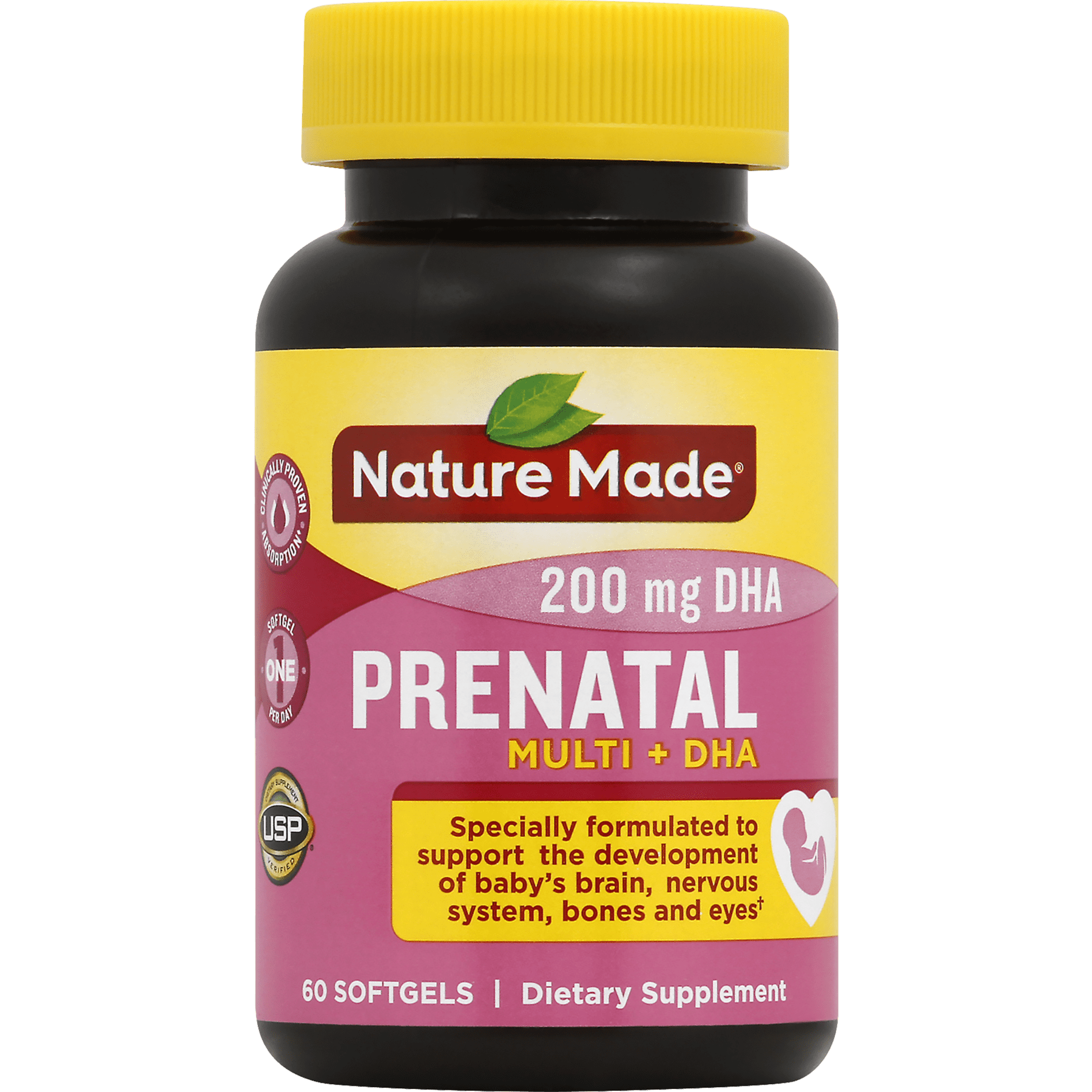 Nature Made Prenatal Multi + DHA 200 mg 60 Liquid Softgels