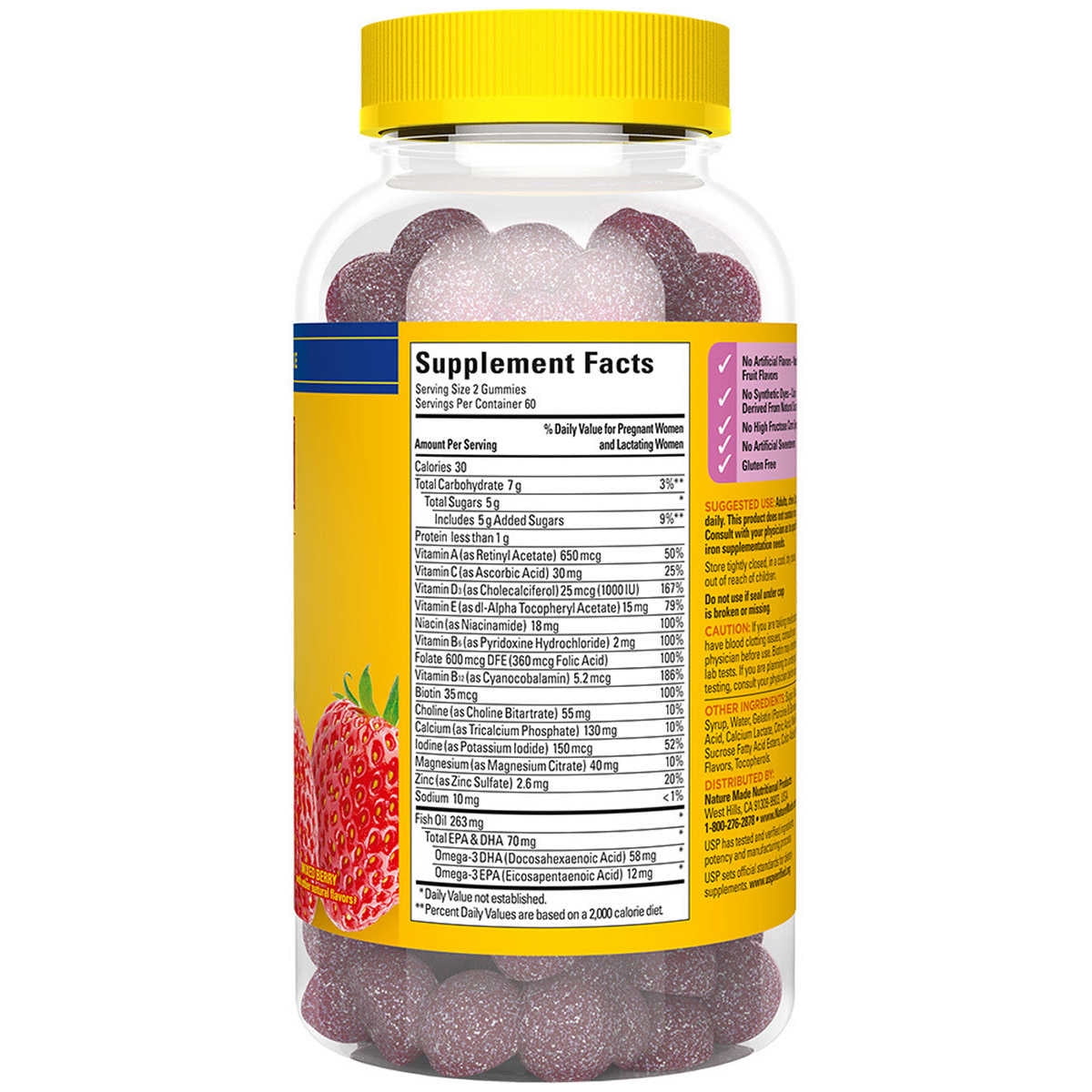 Nature Made Prenatal Gummies 120 Count for Healthy Pregnancy