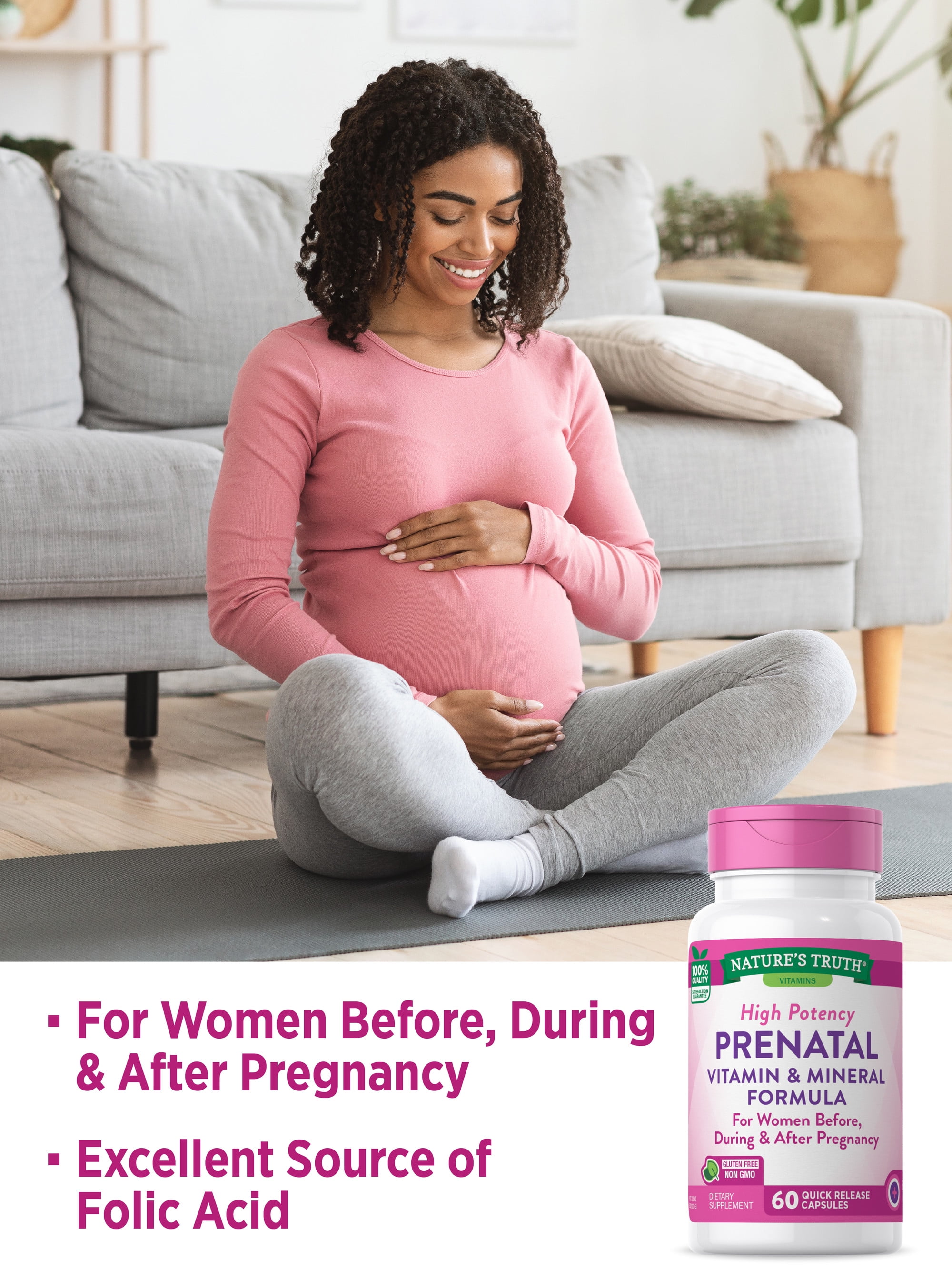 Nature's Truth Prenatal Vitamins Folic Acid 60 Capsules Non-GMO Gluten Free