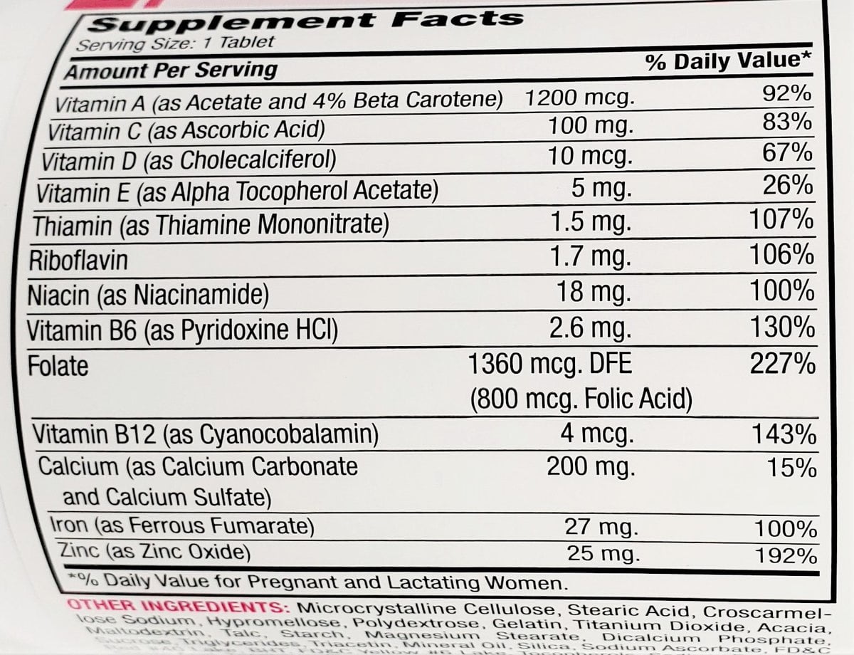 Major Prenatal Vitamin Supplement - 100 Tablets Bottle