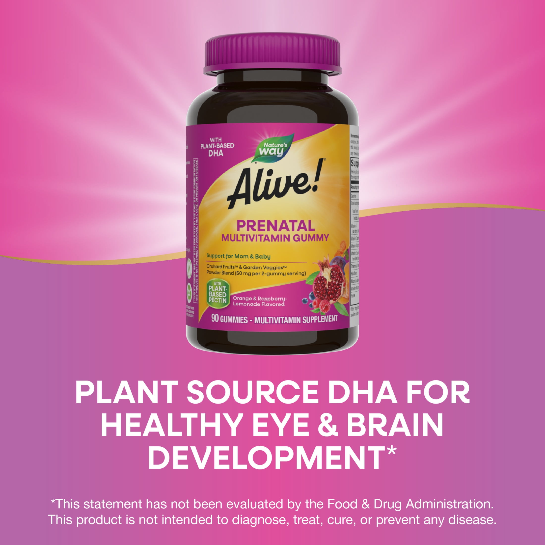 Nature’s Way Alive Prenatal Multivitamin Gummy Women Plant-Based DHA 90ct