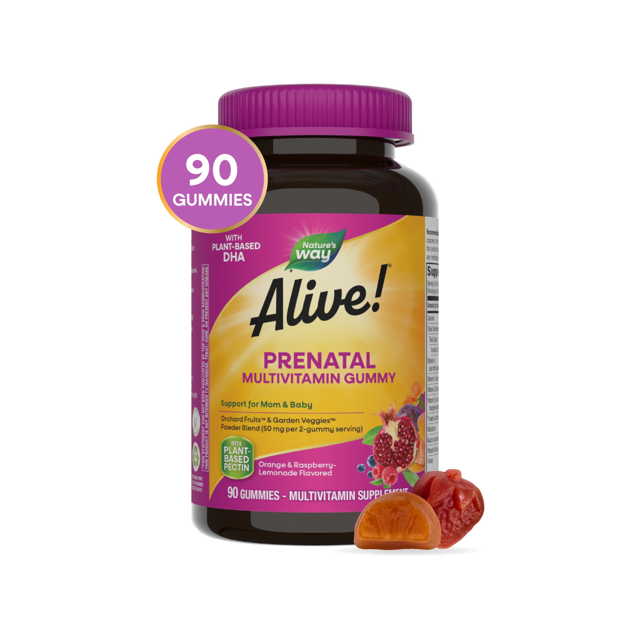 Nature’s Way Alive Prenatal Multivitamin Gummy Women Plant-Based DHA 90ct