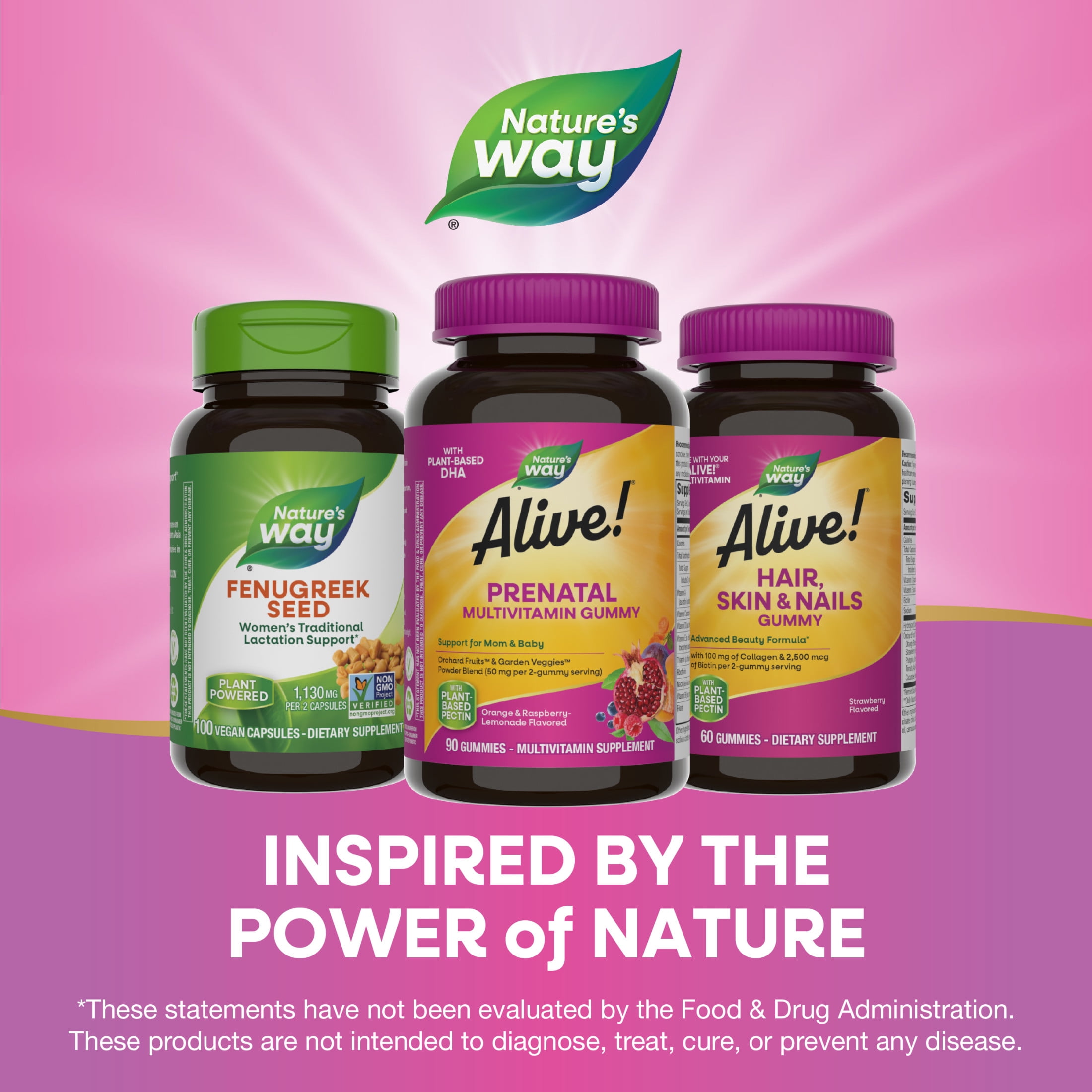 Nature’s Way Alive Prenatal Multivitamin Gummy Women Plant-Based DHA 90ct