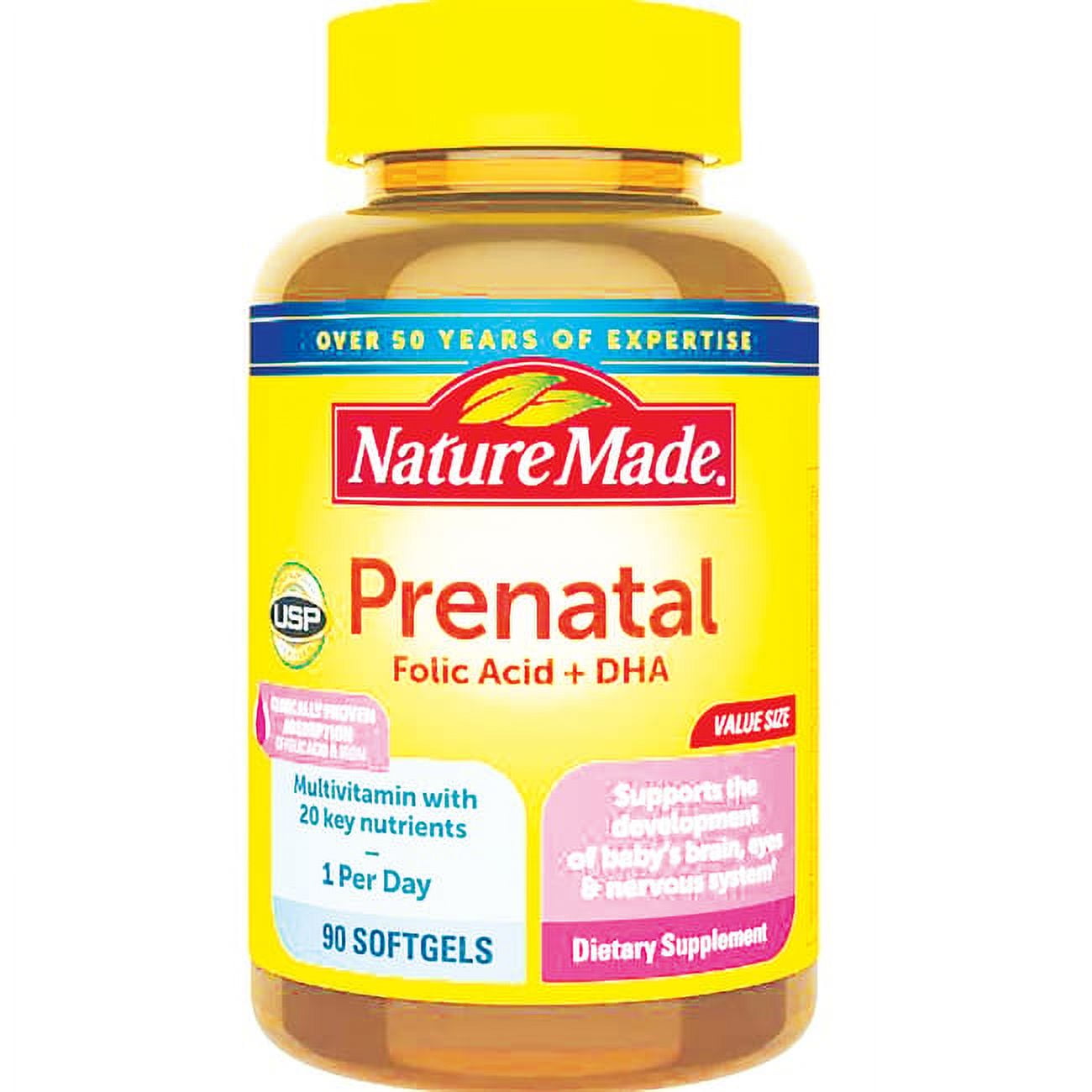 Nature Made Prenatal Folic Acid DHA 90 Softgels by Nature Made