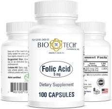BIO-TECH PHARMACAL FOLIC ACID 5MG 100 CAPSULES ALL-NATURAL SUPPLEMENT SUPPORTS CARDIOVASCULAR NERVOUS SYSTEM PRENATAL HEALTH DAIRY FISH GLUTEN PEANUT SHELLFISH GMOS HALAL SOY FRIENDLY UNIQUE SEO
