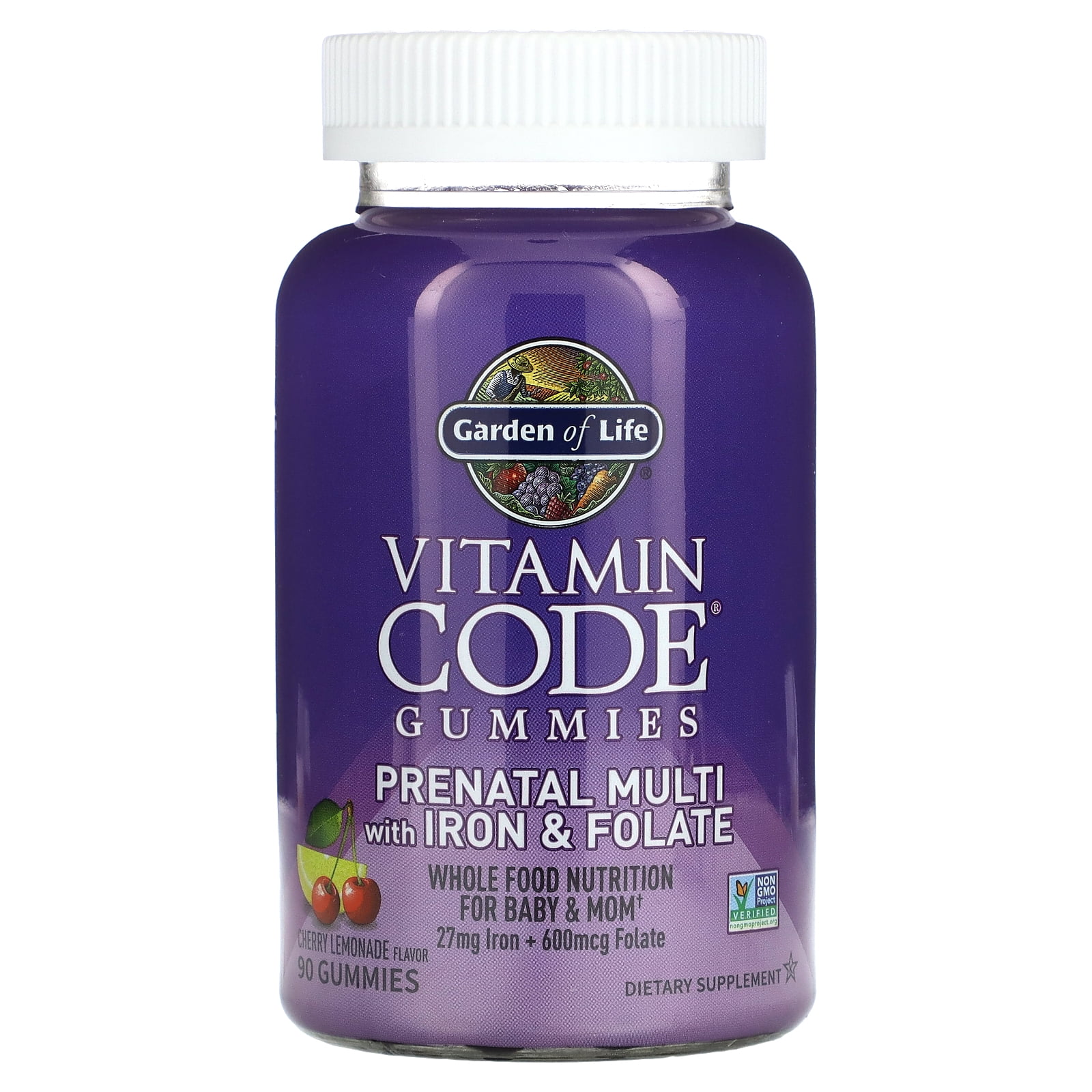 Garden of Life Prenatal Multi Vitamin Code Gummies with Iron Folate Cherry Lemonade 90 Gummies