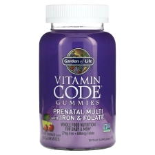 Garden of Life Prenatal Multi Vitamin Code Gummies with Iron Folate Cherry Lemonade 90 Gummies