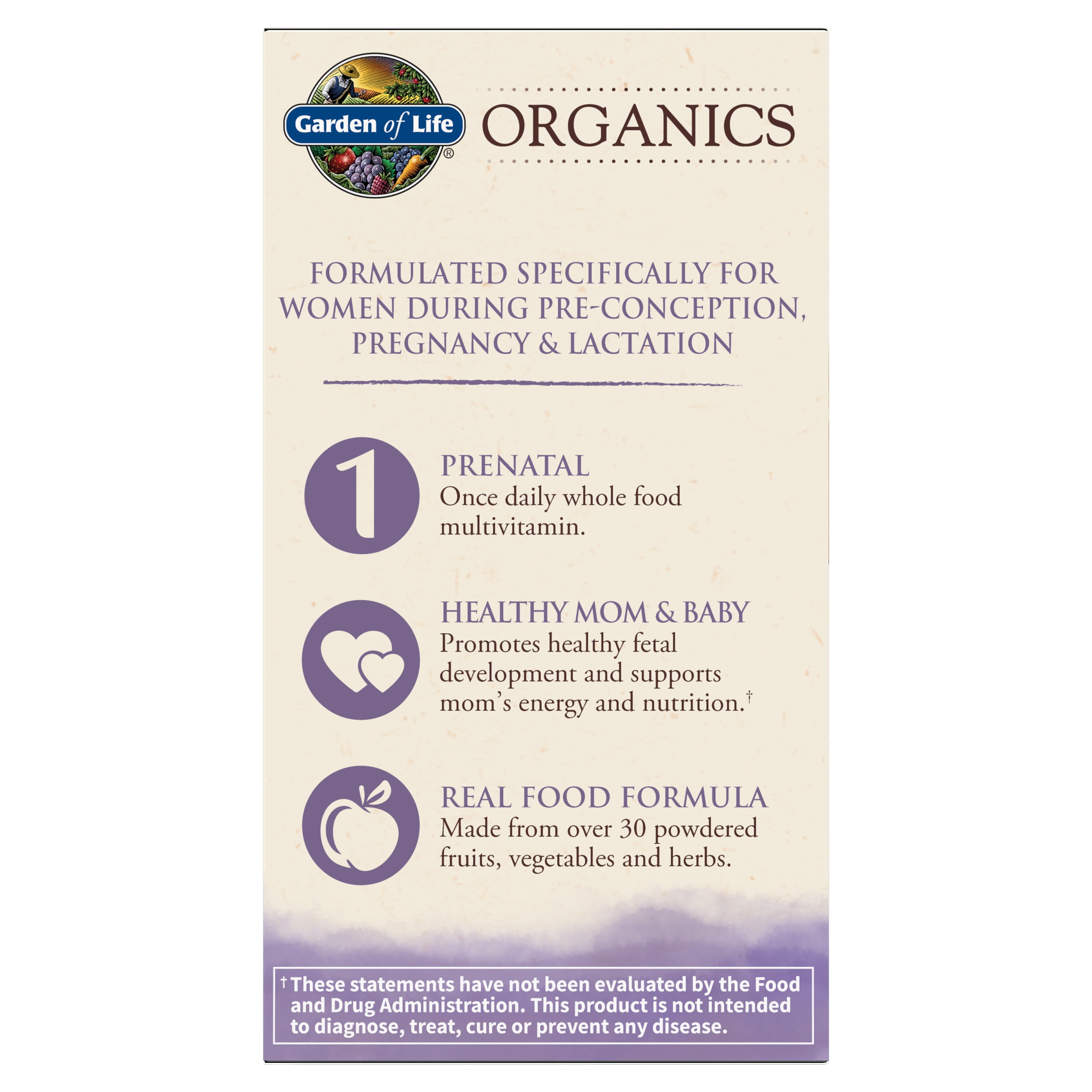 Garden of Life Organics Prenatal Multivitamin One-A-Day 30 Count Certified Organic Multi
