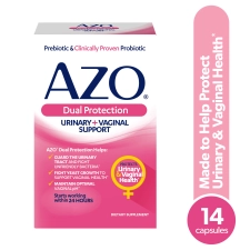 AZO Dual Protection Prebiotic Probiotic Blend 14 Capsules- Urinary Vaginal Support