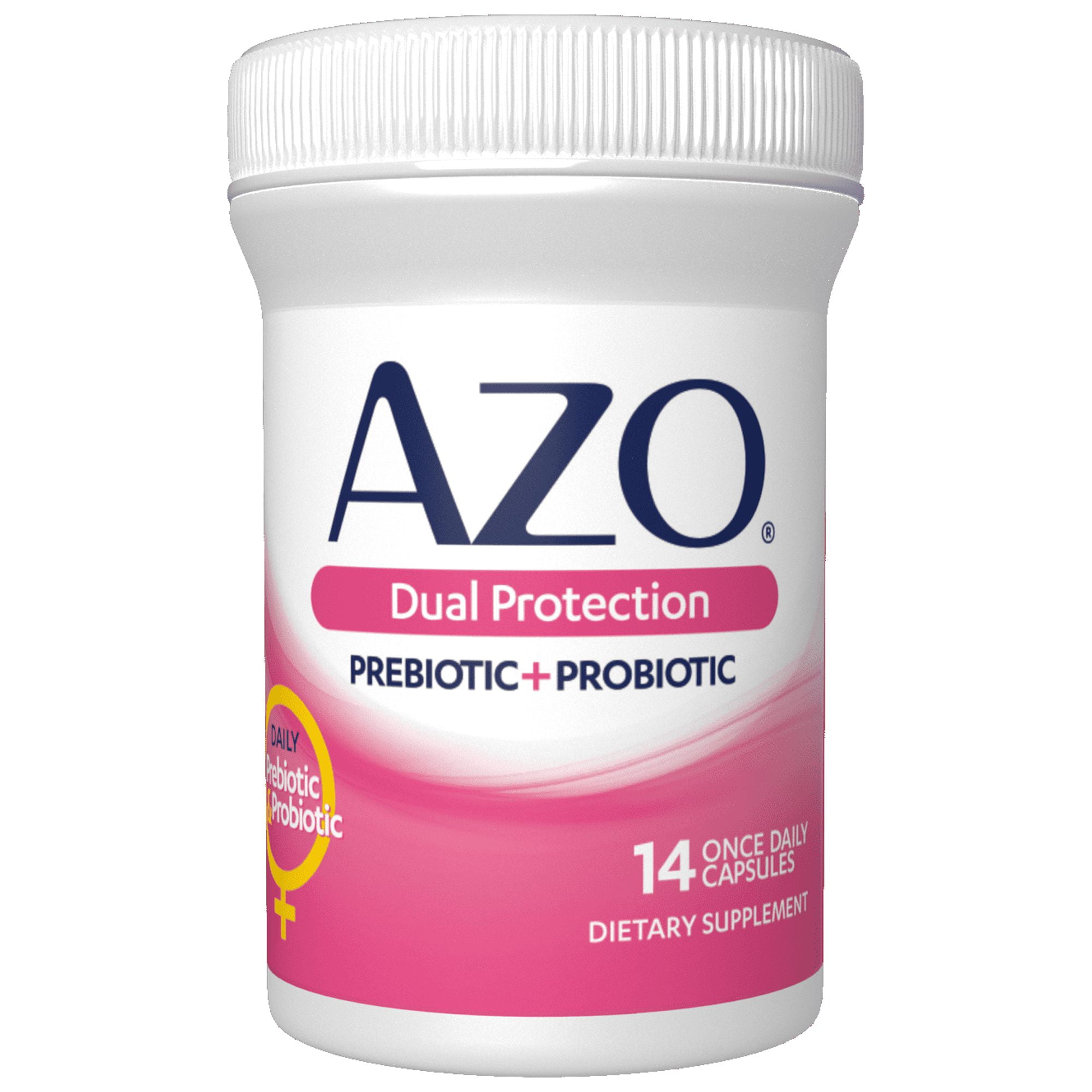 AZO Dual Protection Prebiotic Probiotic Blend 14 Capsules- Urinary Vaginal Support