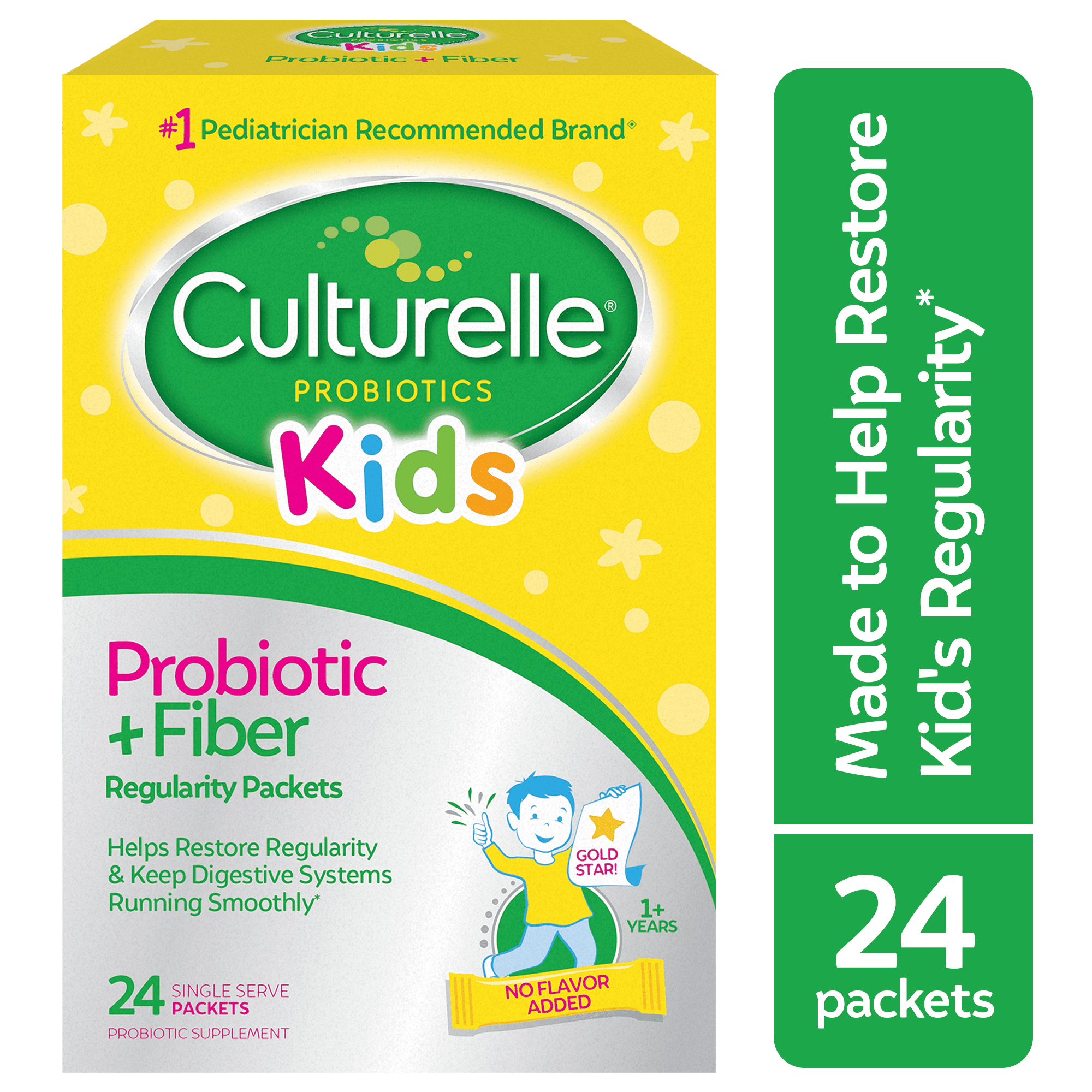 Culturelle Kids Probiotic Plus Fiber Probiotic Supplement for Kids 3 Plus Months 24 Packets