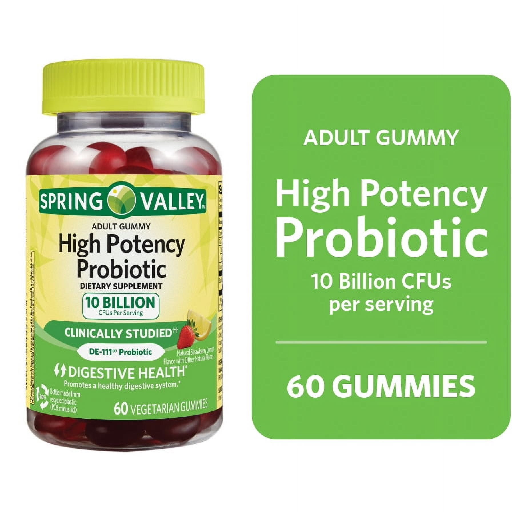 Spring Valley High Potency Probiotic Gummies 10B CFU Strawberry Lemonade 60 Count