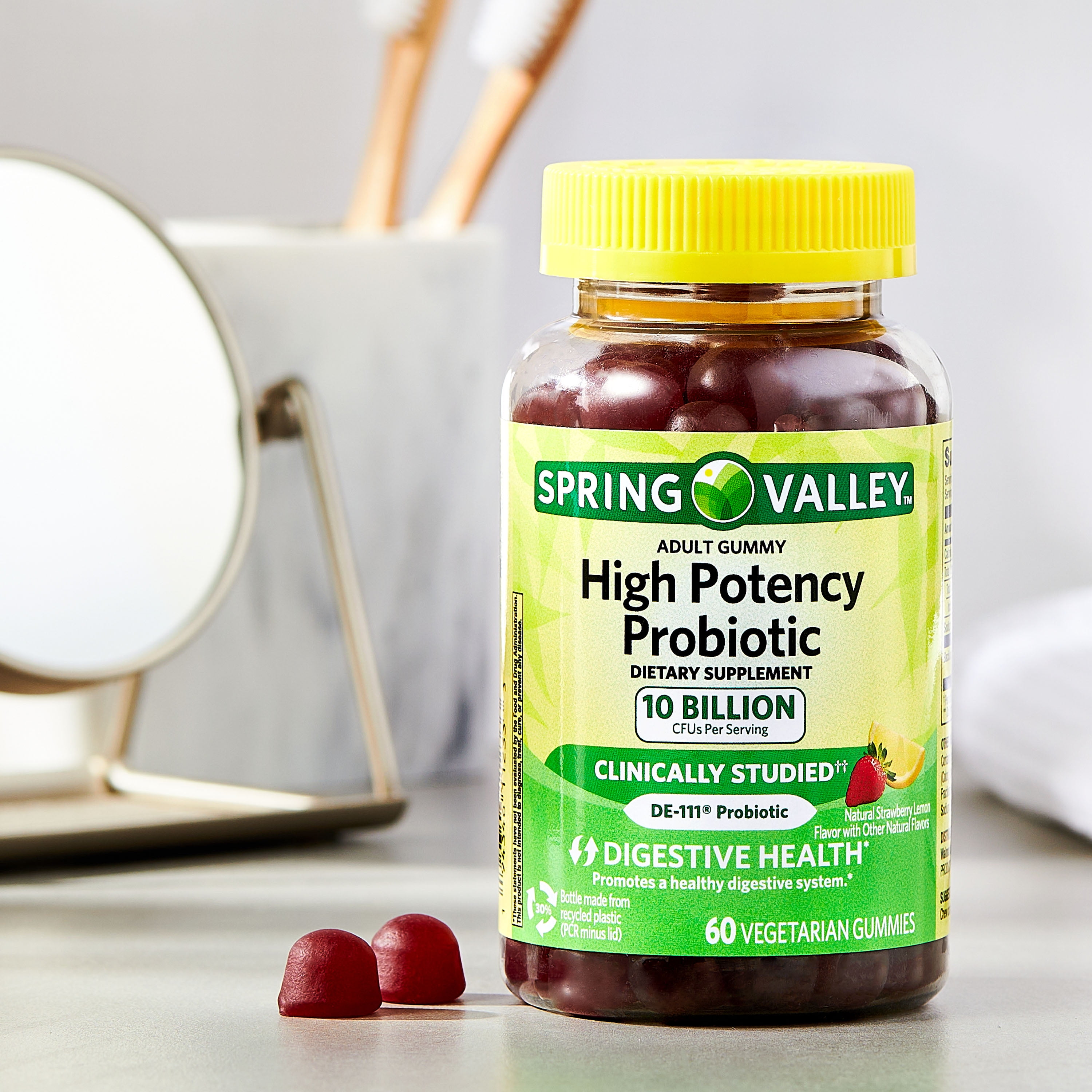 Spring Valley High Potency Probiotic Gummies 10B CFU Strawberry Lemonade 60 Count
