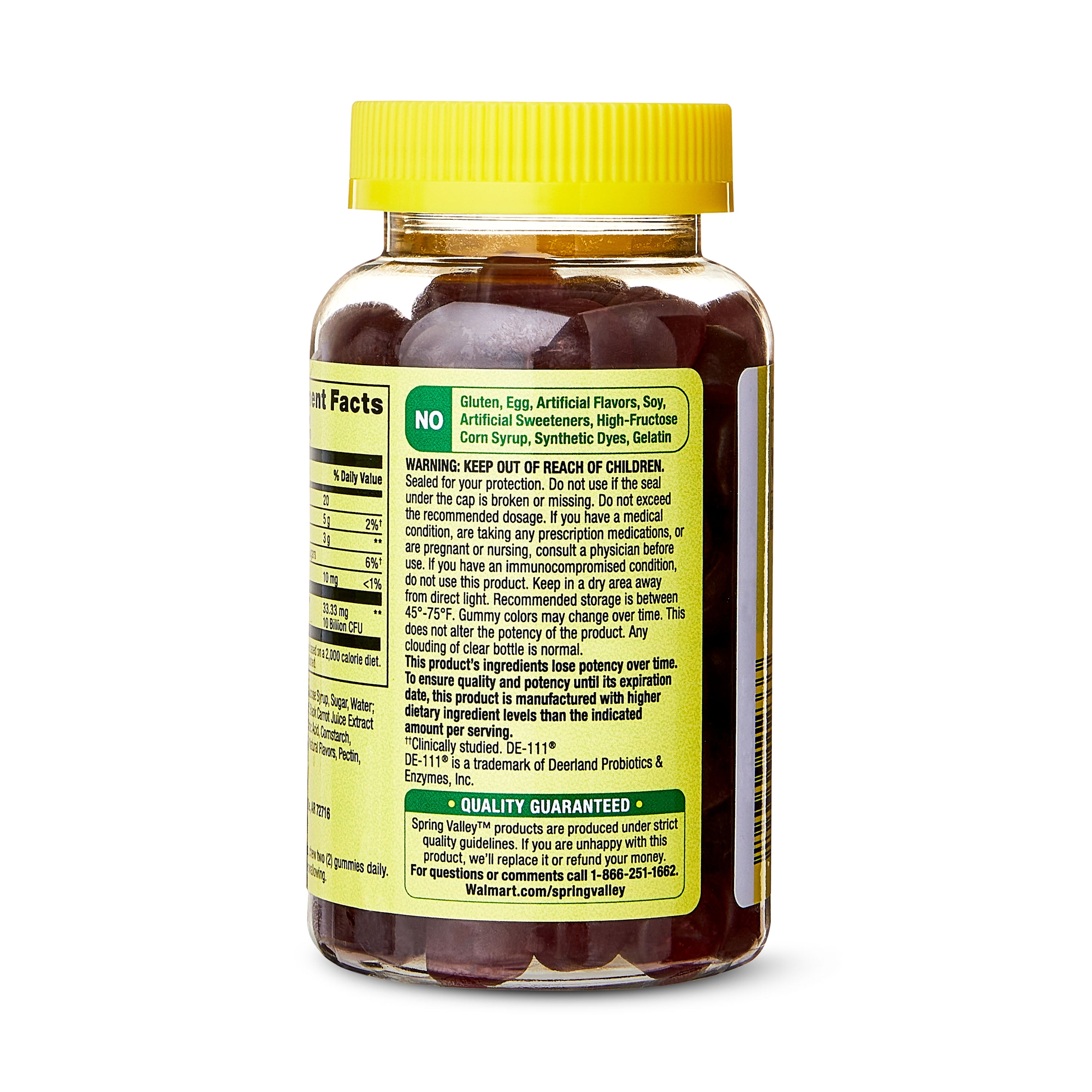 Spring Valley High Potency Probiotic Gummies 10B CFU Strawberry Lemonade 60 Count