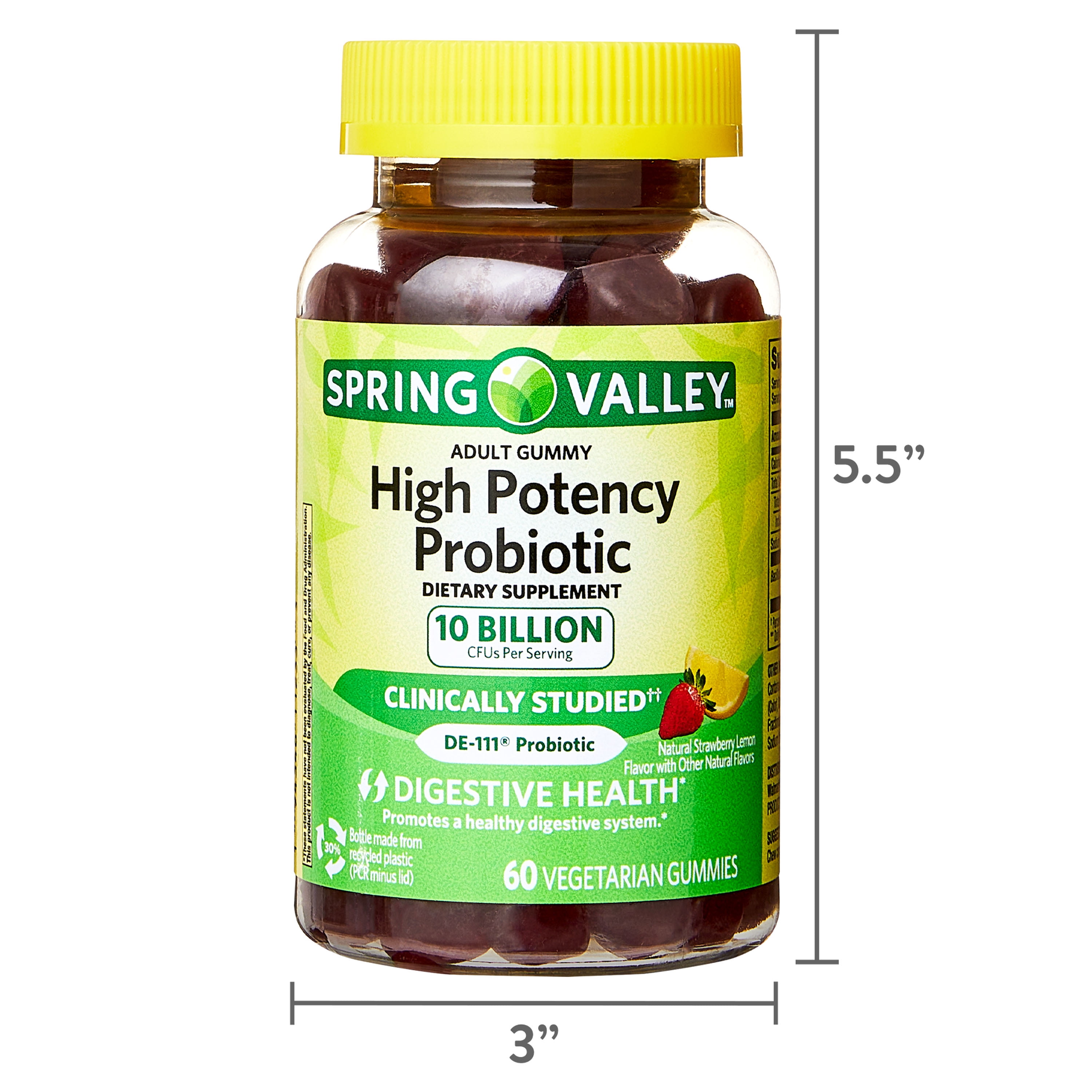 Spring Valley High Potency Probiotic Gummies 10B CFU Strawberry Lemonade 60 Count