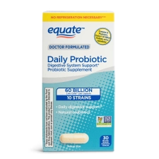 Equate Daily Probiotic 60 Billion 30 Count Vegetarian Capsules Unisex