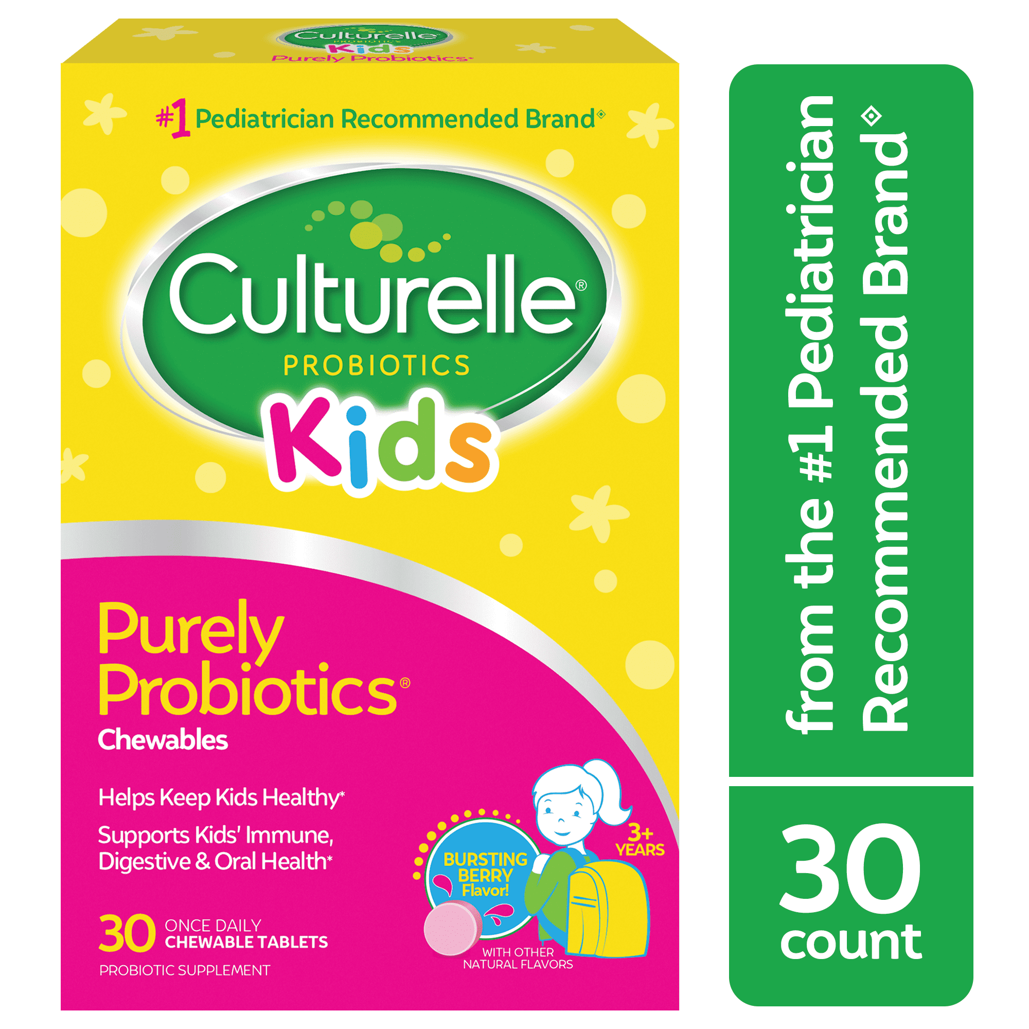 Culturelle Kids Probiotic Chewables for Children Health and Immune Support Bursting Berry 30 Count
