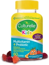 Culturelle Kids Multivitamin Probiotic Gummies Peach Orange Mixed Berry Flavors 60 Count