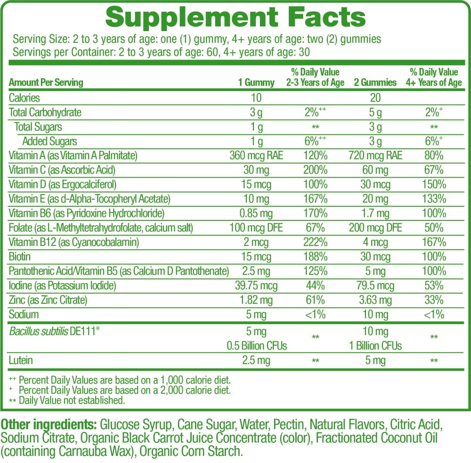 Culturelle Kids Multivitamin Probiotic Gummies Peach Orange Mixed Berry Flavors 60 Count