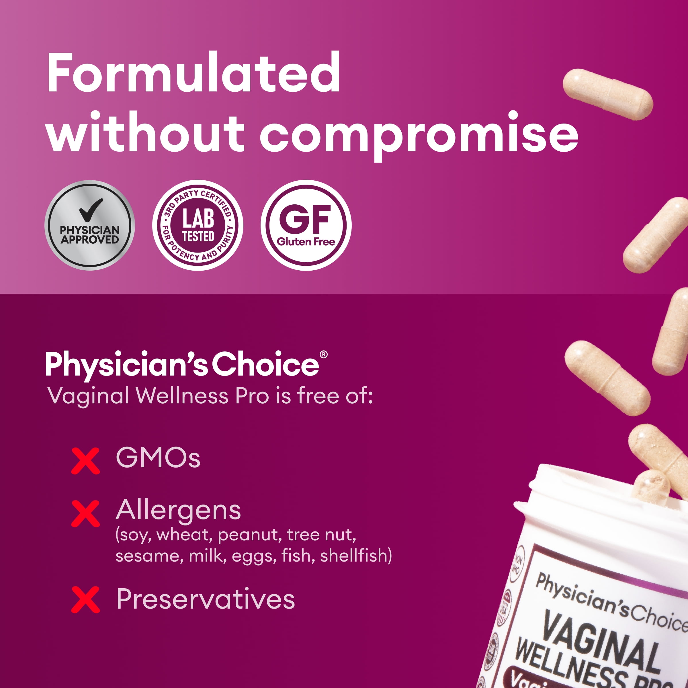 Physician's Choice Women's Vaginal Probiotics - Licorice Root PH Balance Odor Control Yeast Vaginal Microbiome Health 6B CFU 30 Count