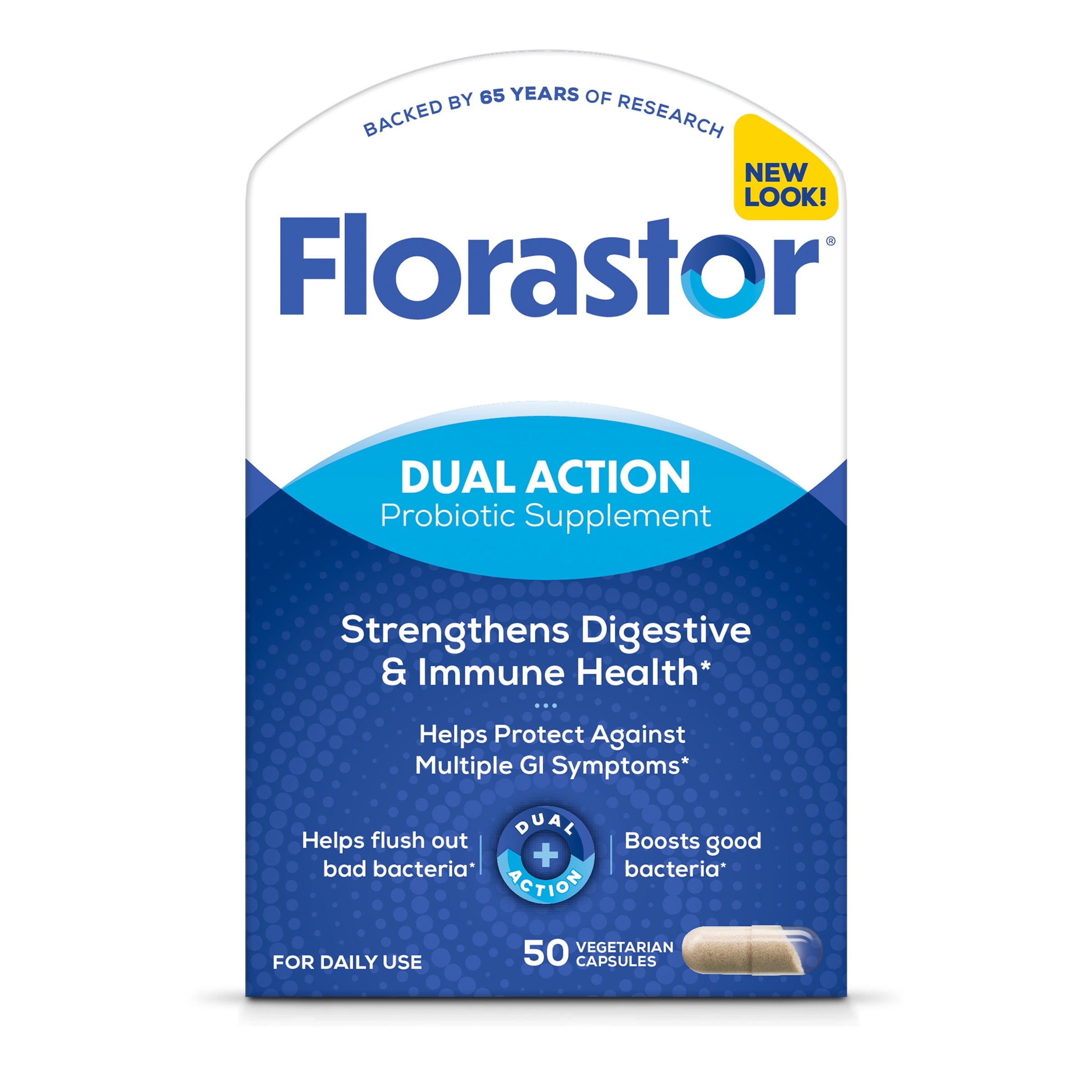 Florastor Daily Probiotic Capsules 50 Count for Digestive Health