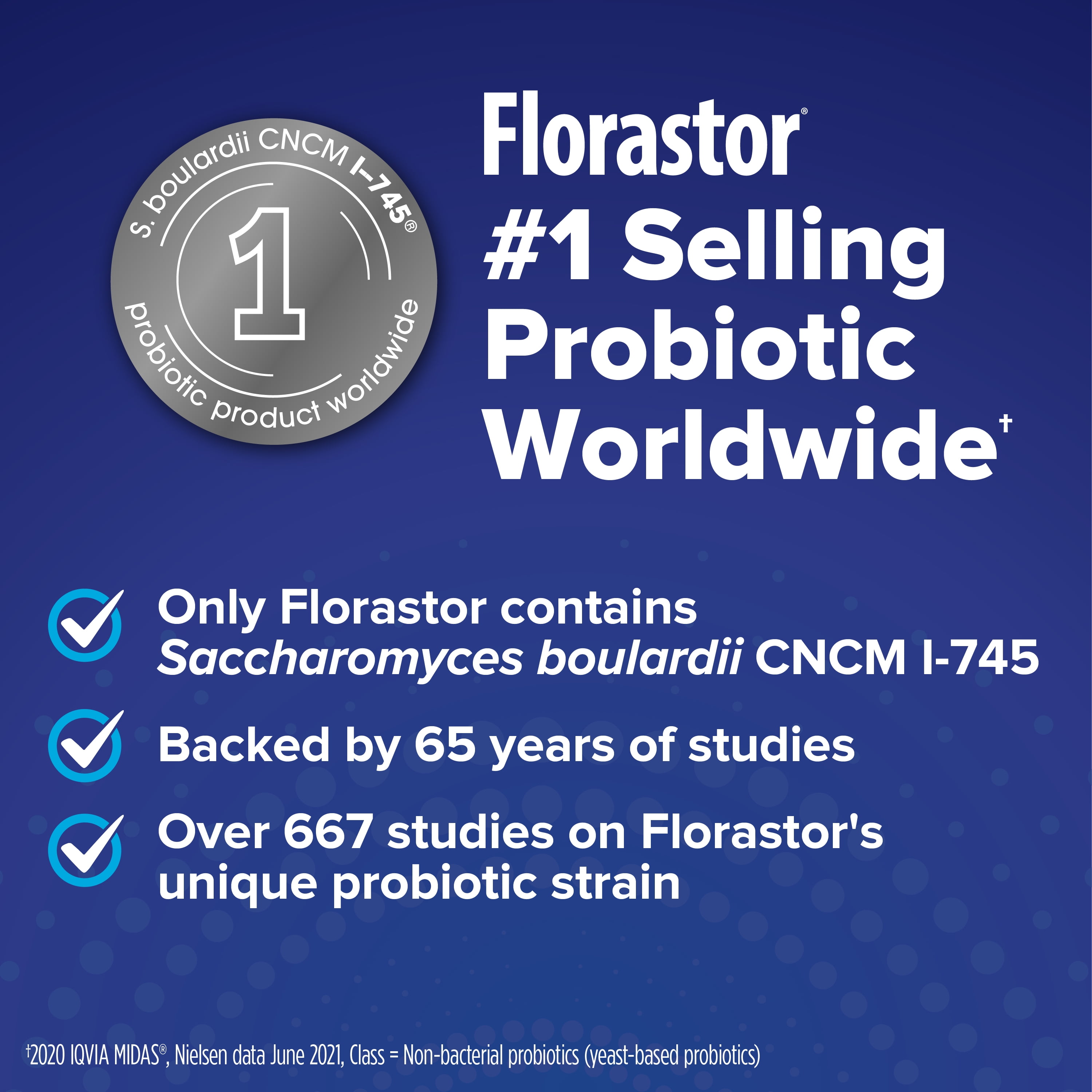 Florastor Daily Probiotic Capsules 50 Count for Digestive Health