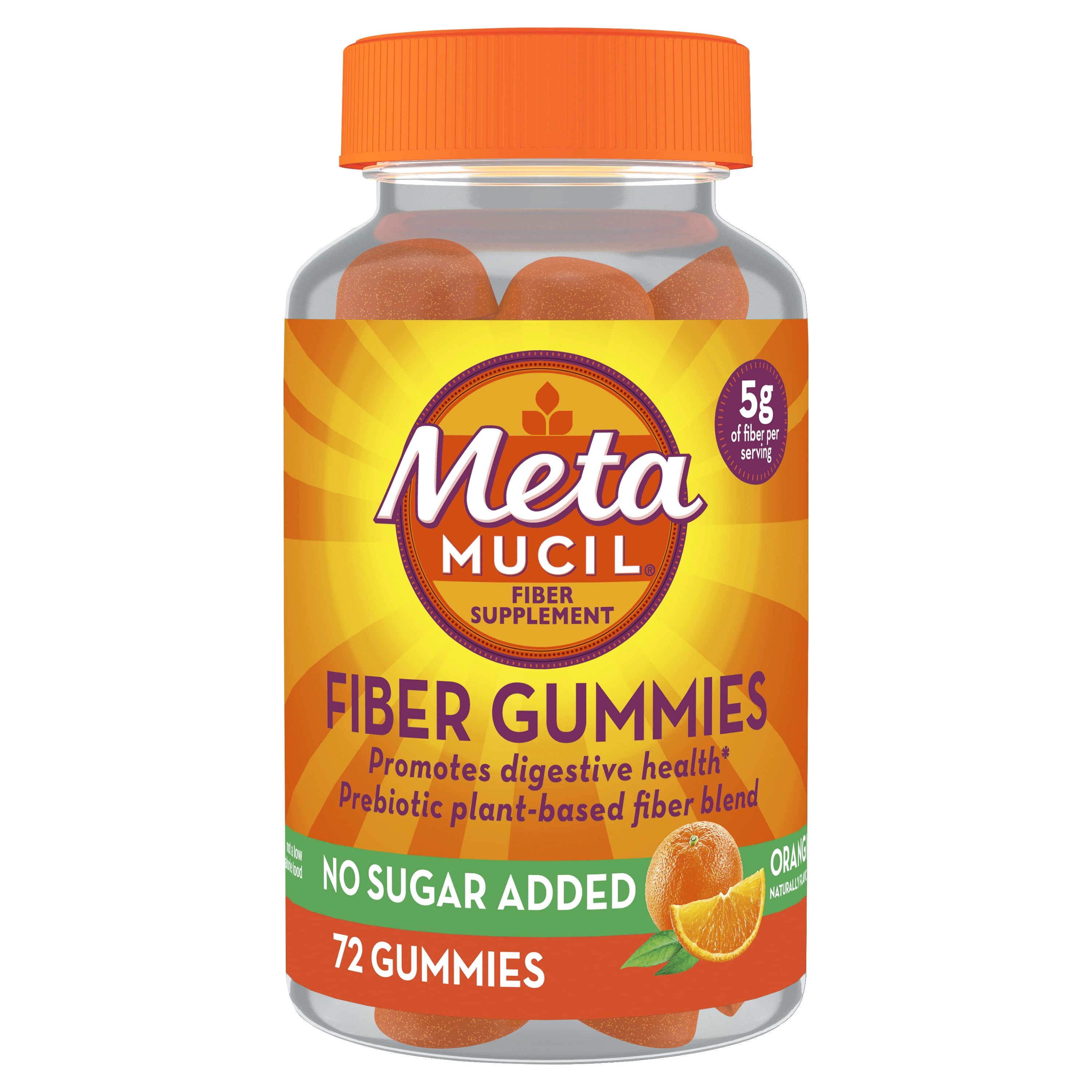 Metamucil Orange 72 Count Sugar Free Fiber Gummies Daily Digestive Health Supplement