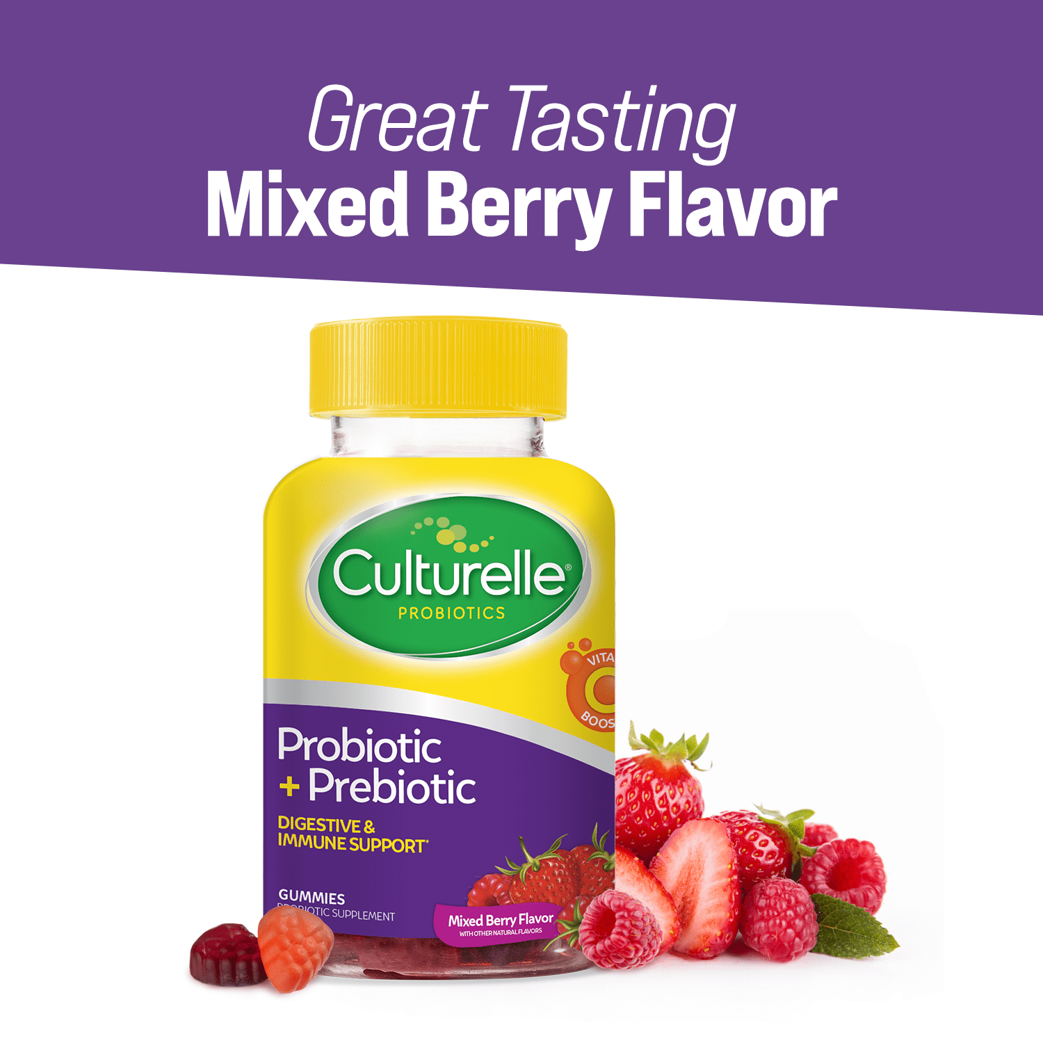 Culturelle Daily Probiotic Gummies for Women and Men Berry Flavor 52 Count