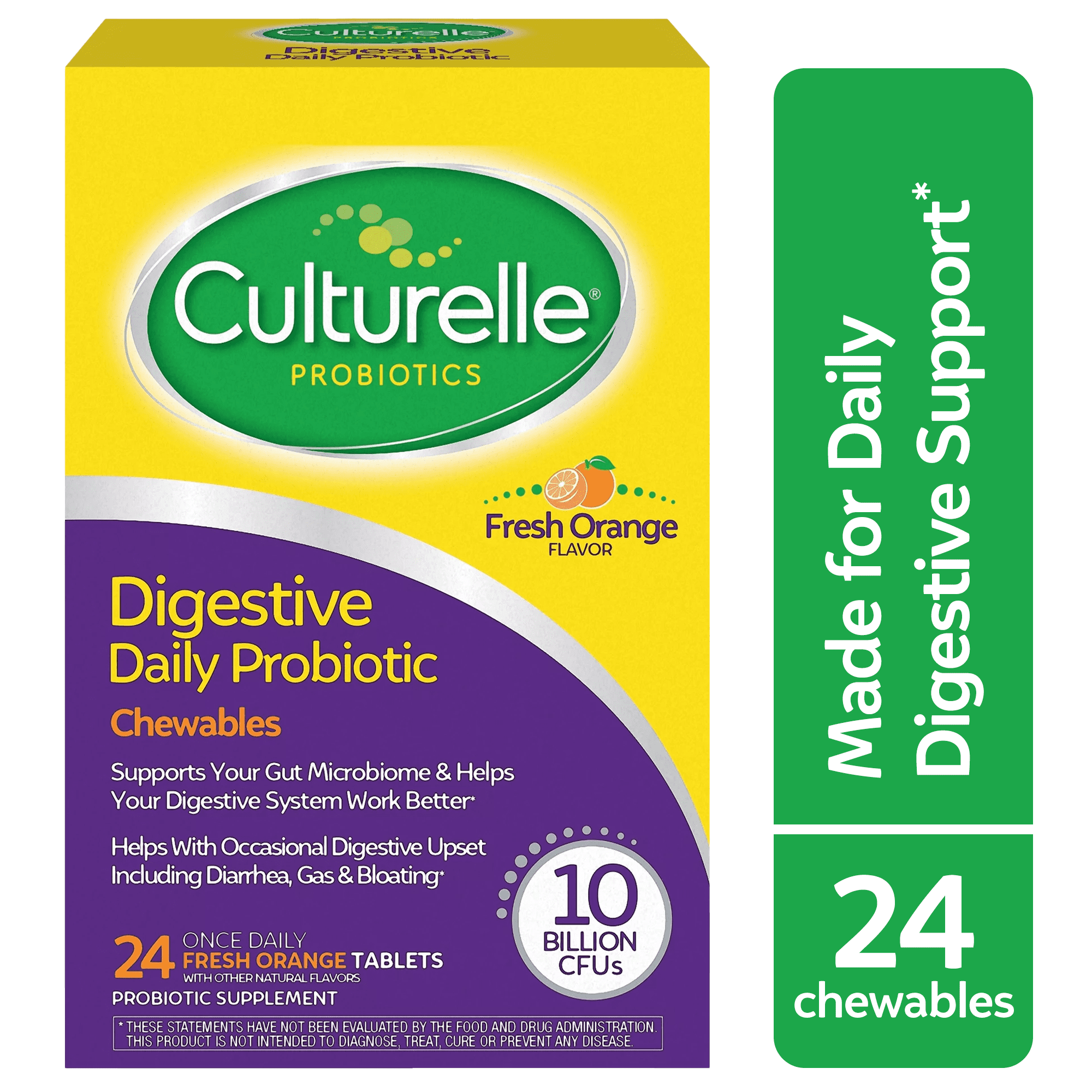 Culturelle Digestive Daily Probiotic Chewables for Digestive and Gut Health Fresh Orange 24 Count