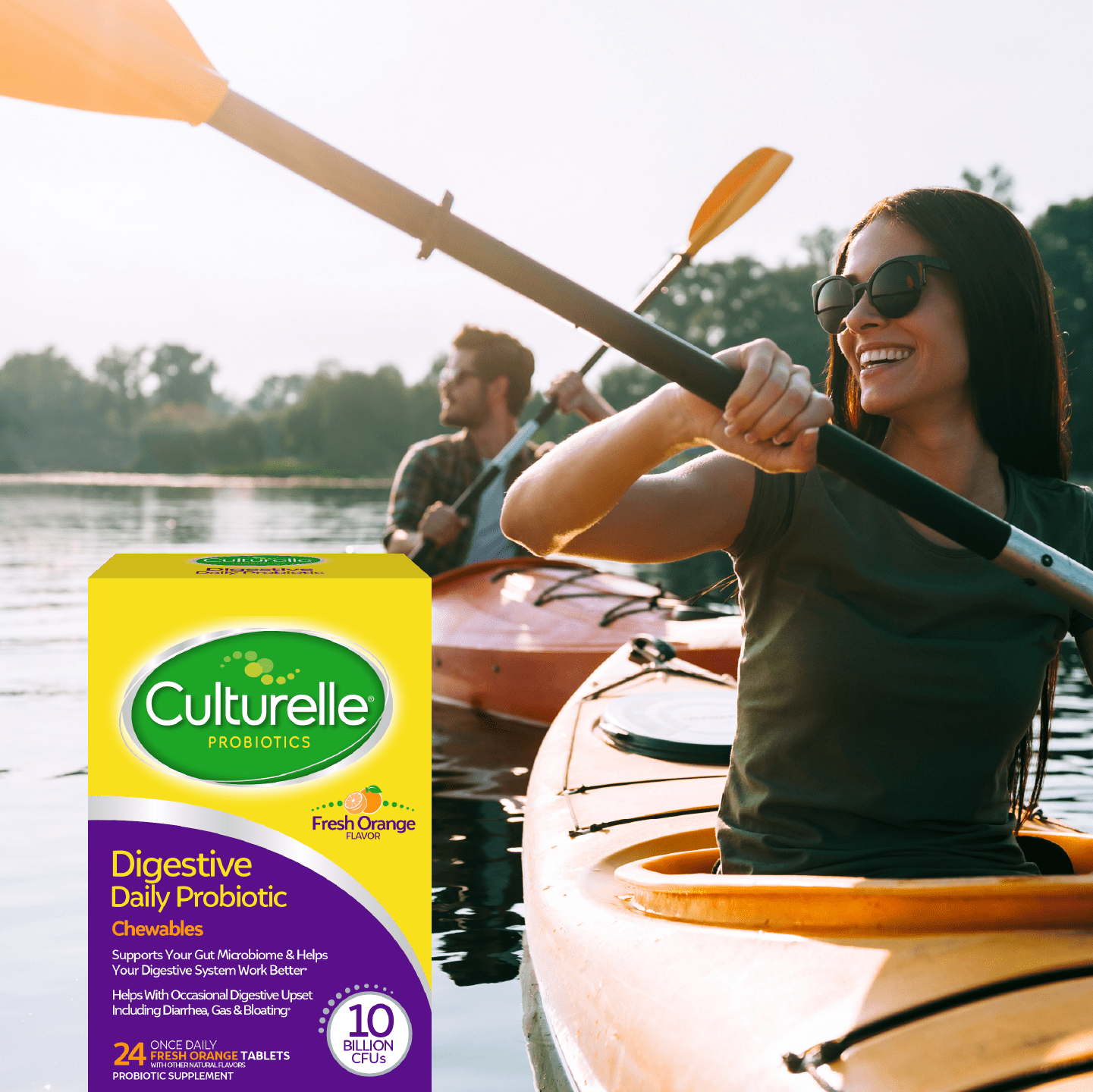 Culturelle Digestive Daily Probiotic Chewables for Digestive and Gut Health Fresh Orange 24 Count